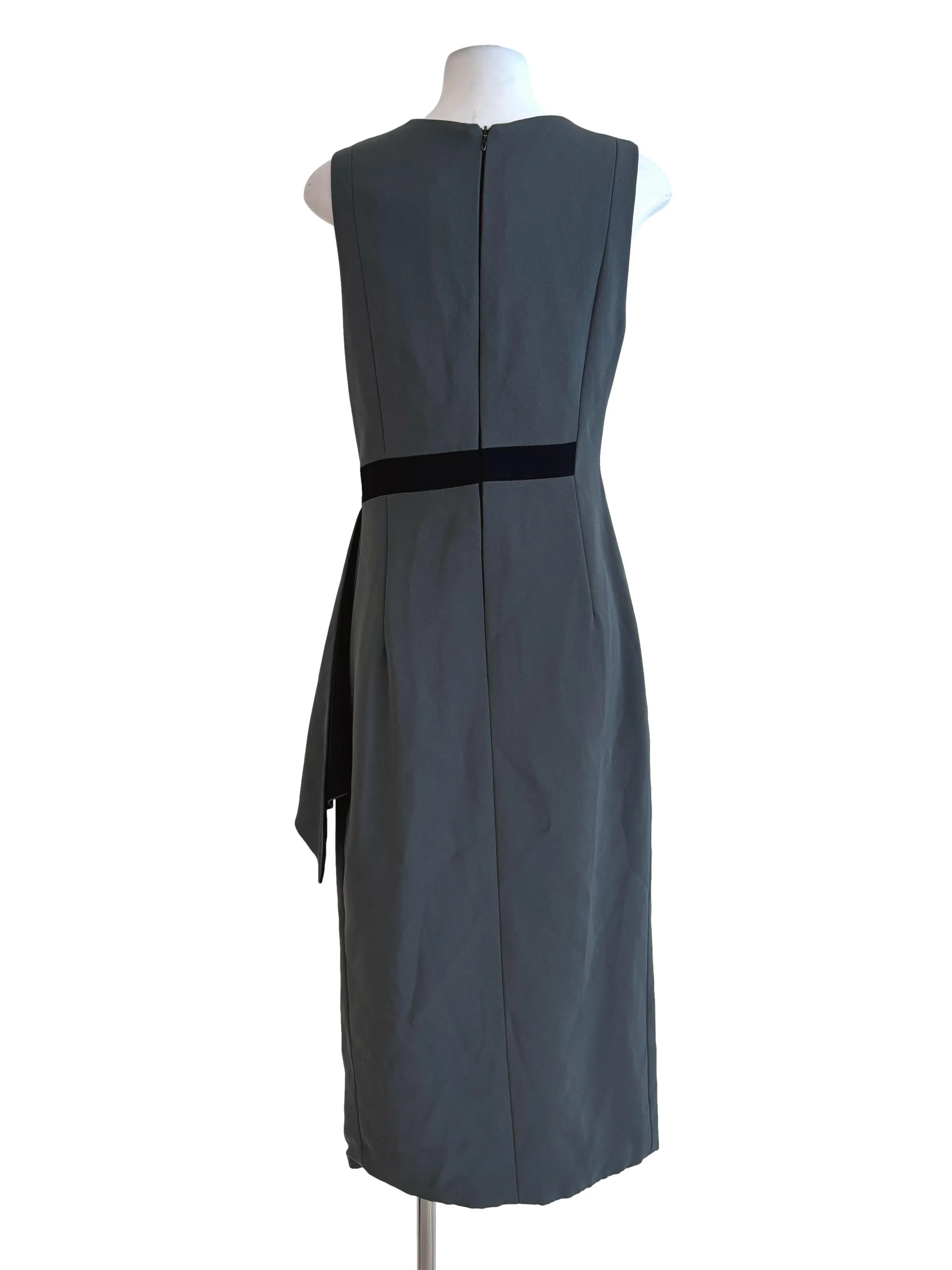 Charcoal Grey Sleeveless Peplum Dress - Image 2