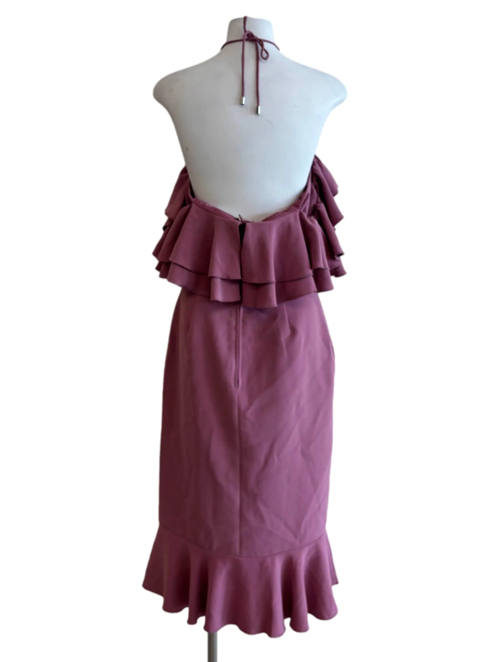Charm Pink Ruffle Halter Pencil Dress - Image 2
