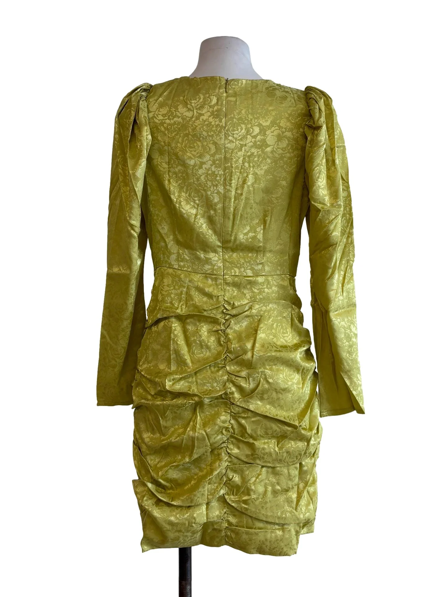 Chartreuse Green Floral Princess Sleeve Pencil Dress - Image 2