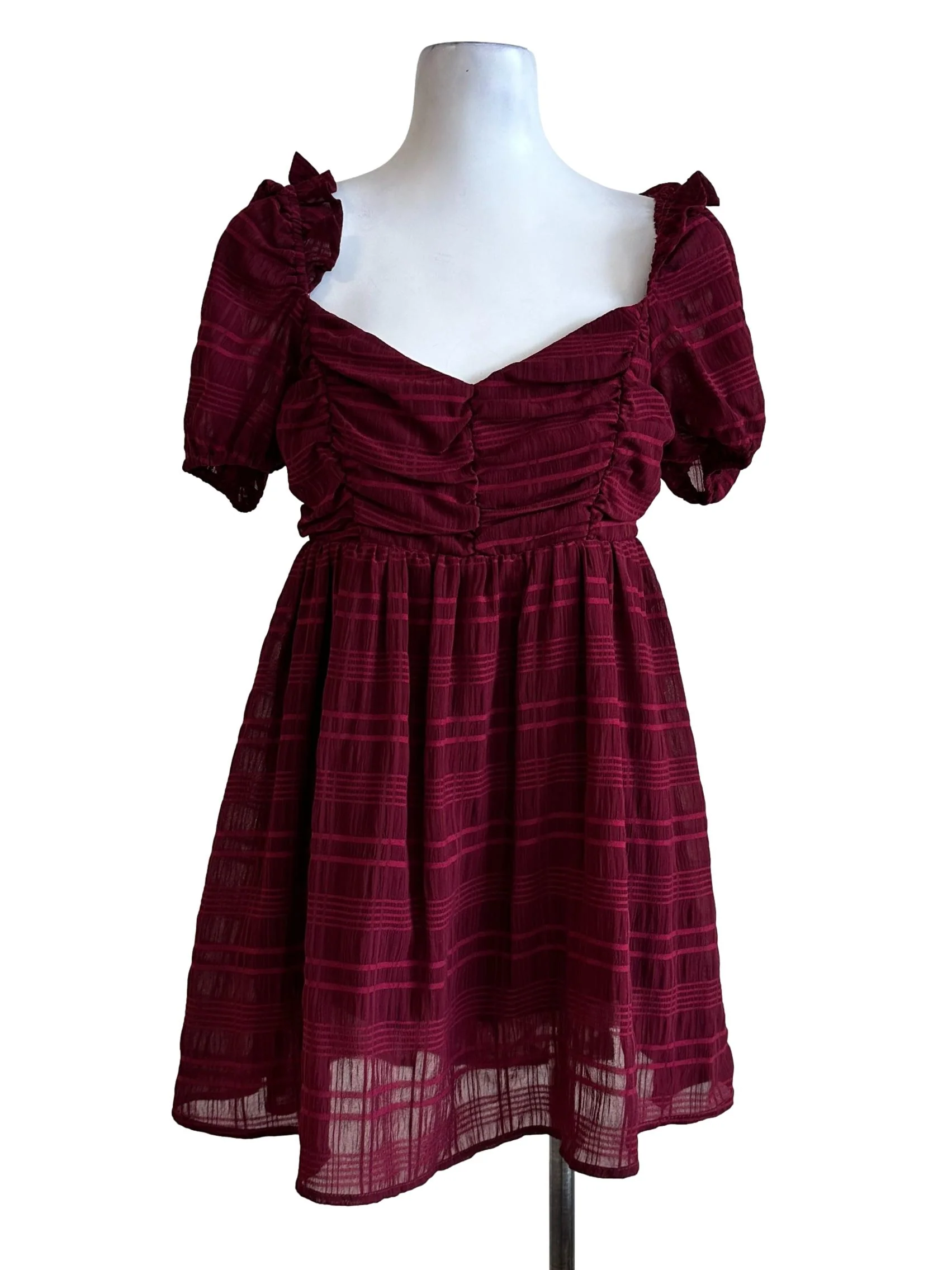 Cherry Red Plaid Pattern Romper