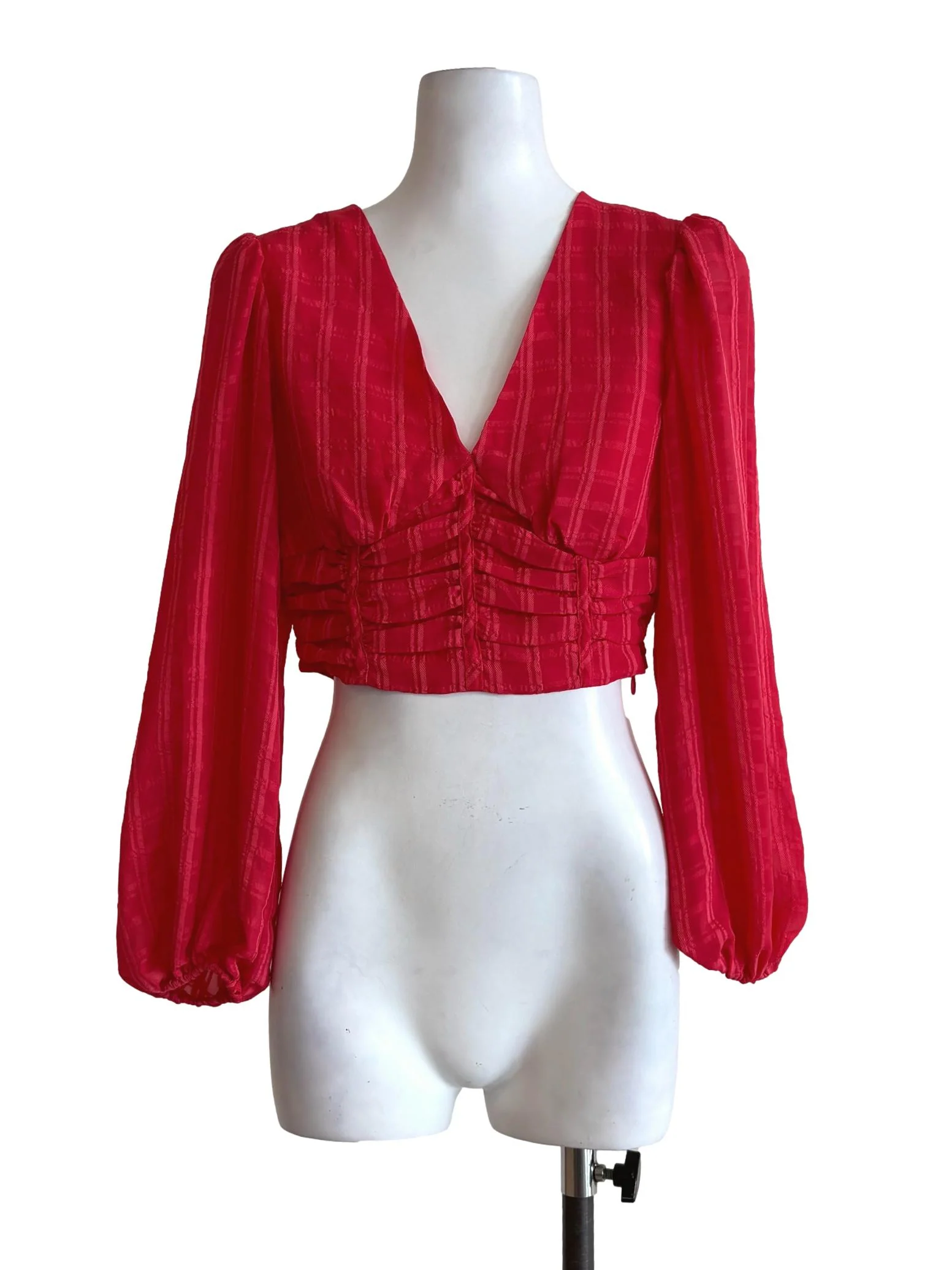 Cherry Red V-Neck Blouse