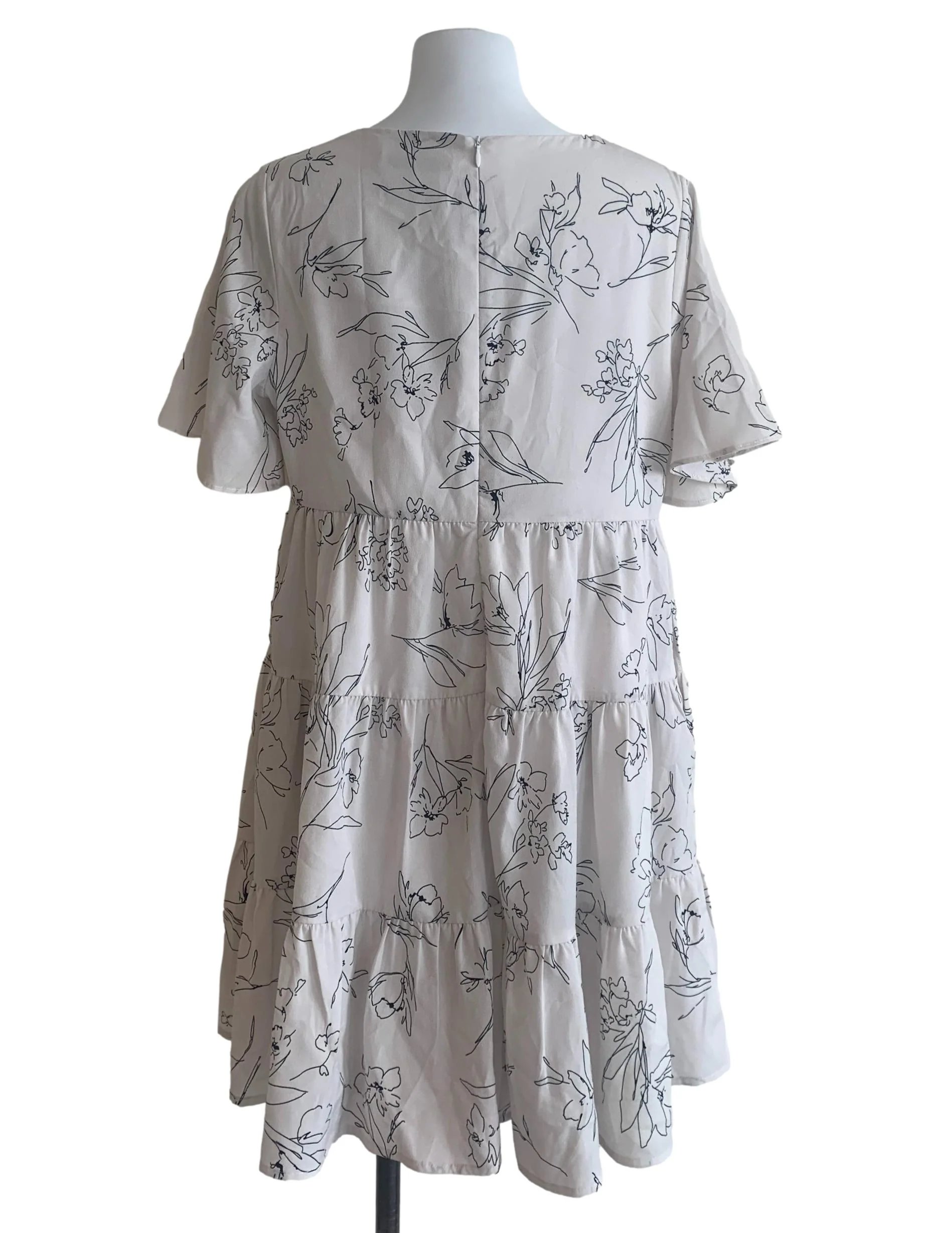 Chiffon White Floral Pattern Dress - Image 2