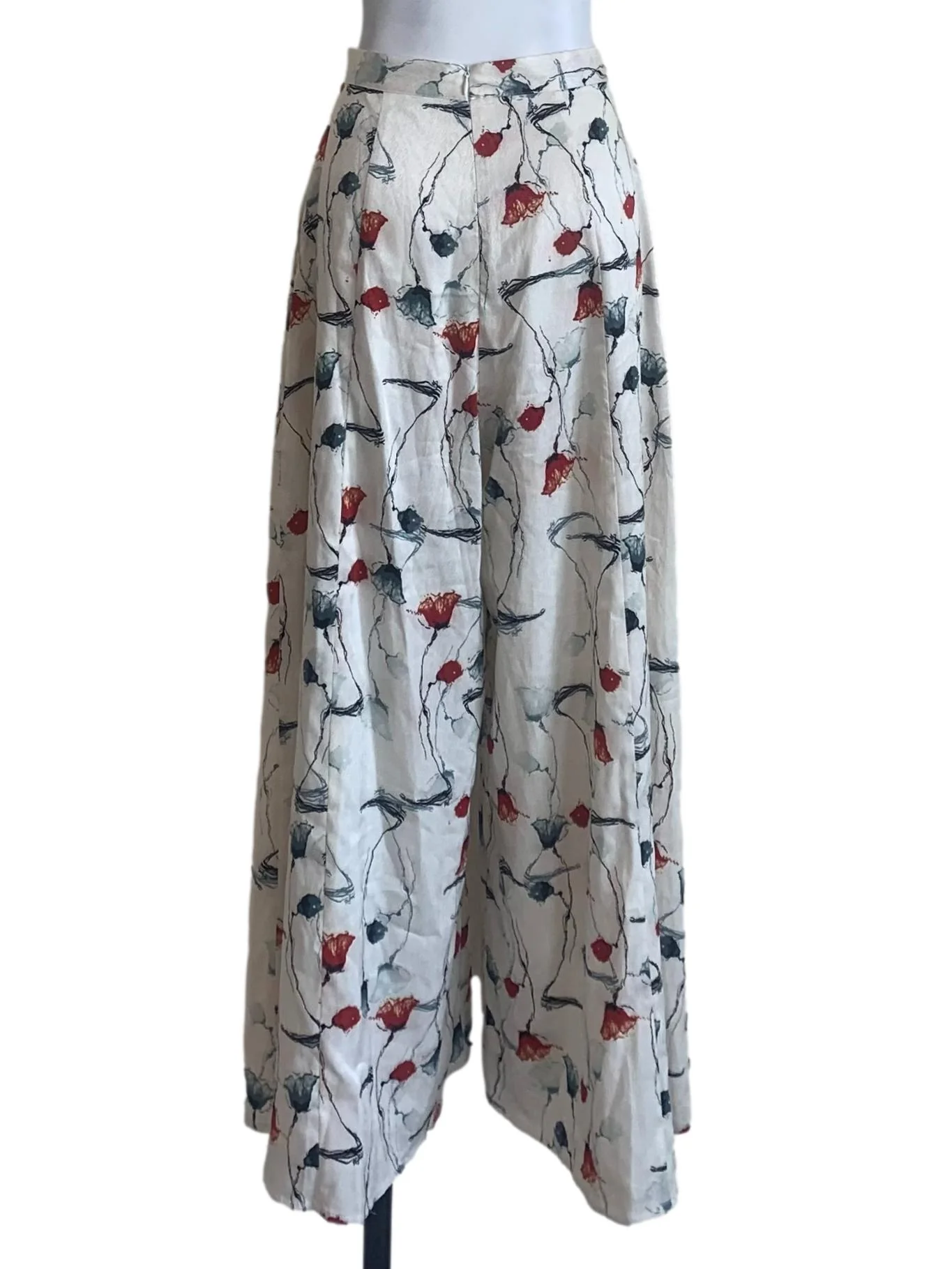 Chiffon White Floral Pattern Pants LB - Image 2