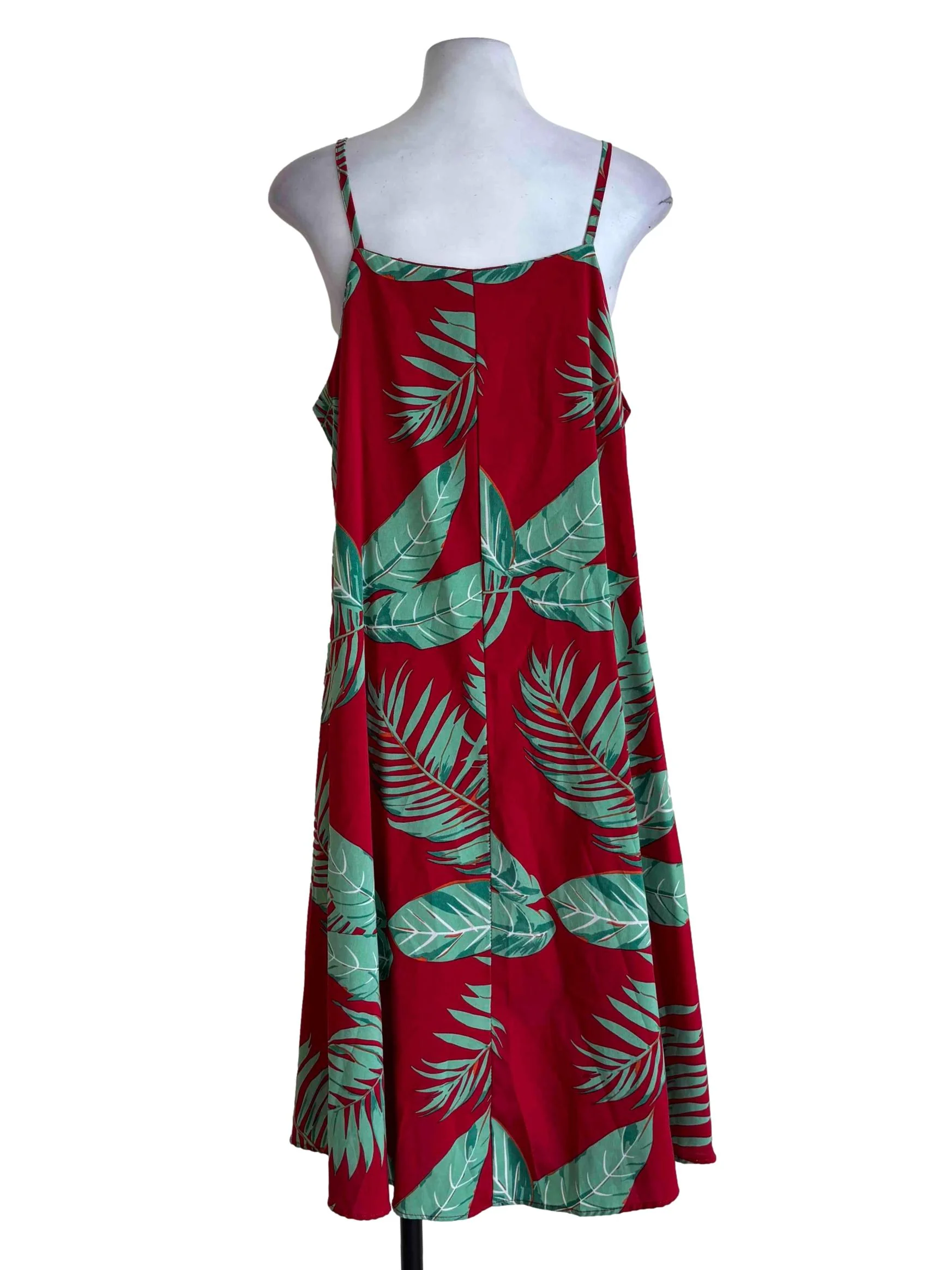 Chili Red Leaf Print Camisole Dress - Image 2