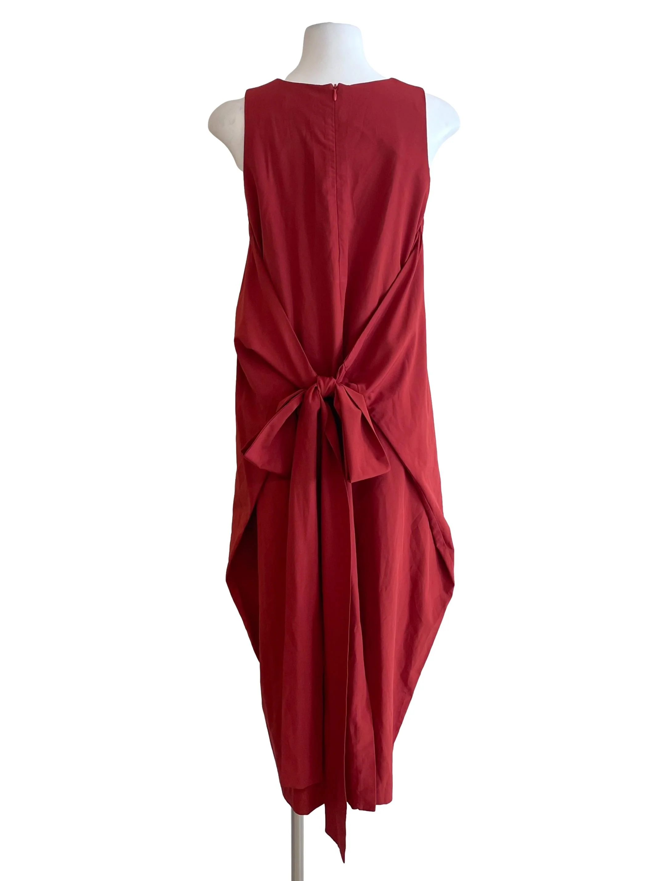 Chili Red Tie Bow Sleeveless Dress - Image 2