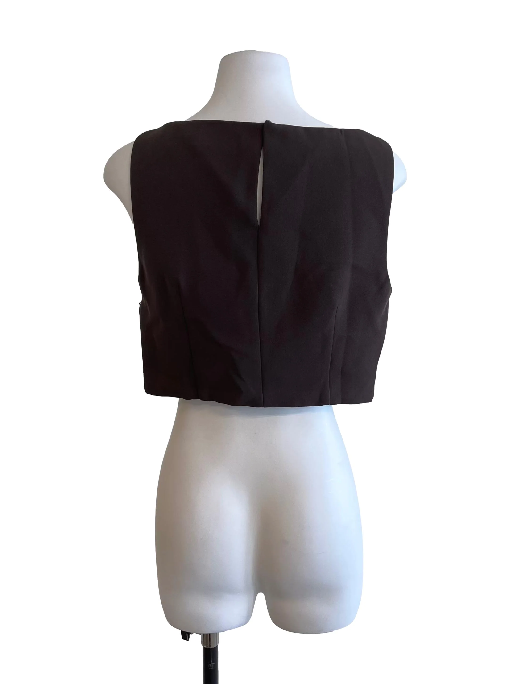 Chocolate Brown Round Neck Cropped Top - Image 2
