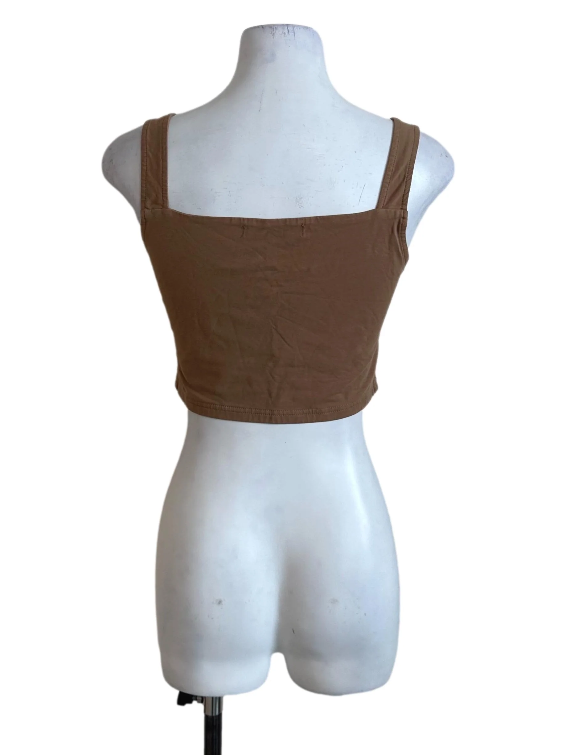 Chocolate Brown Square Neck Crop Top - Image 2