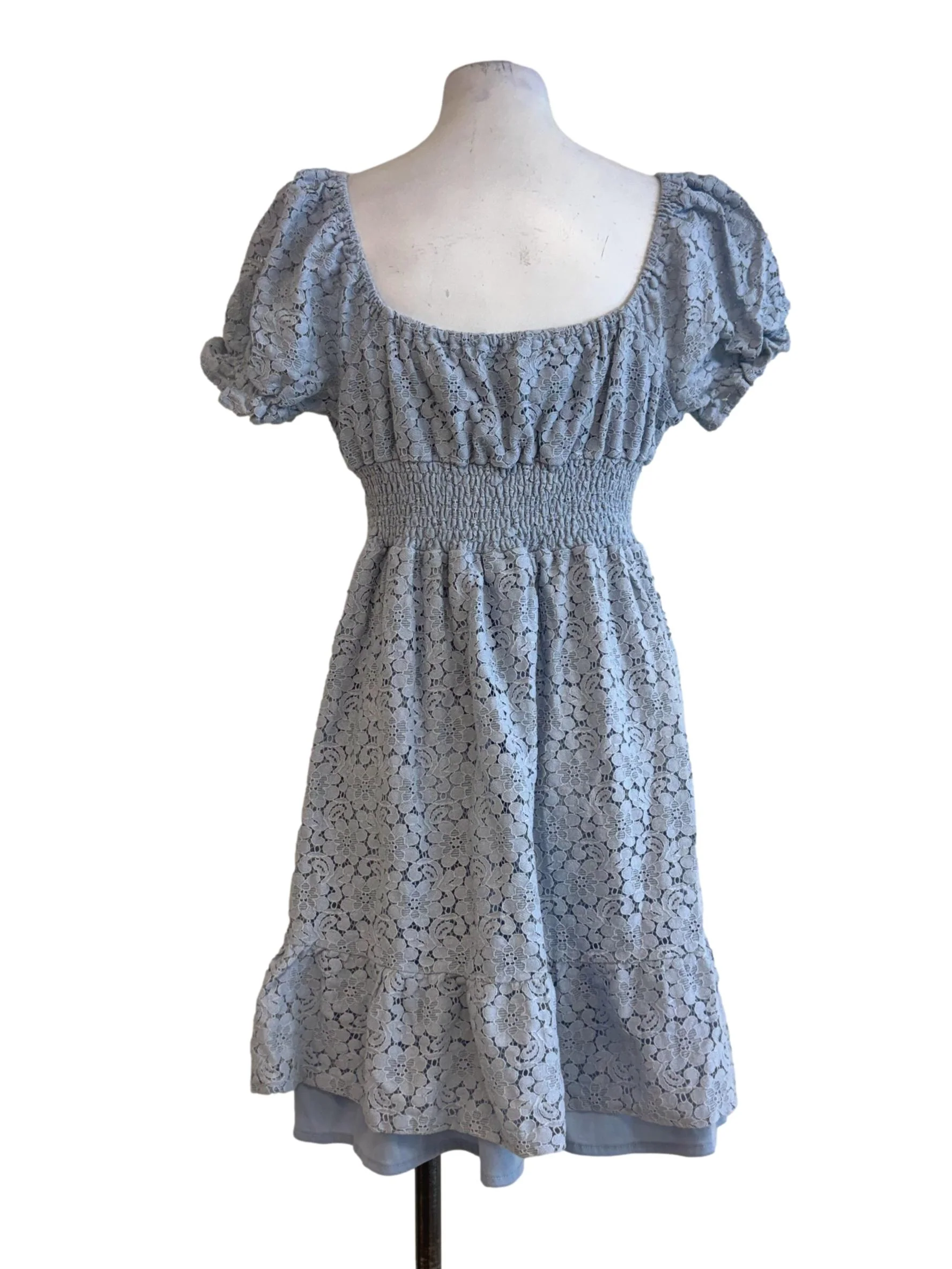 Cloud Blue Lace A-Line Dress - Image 2