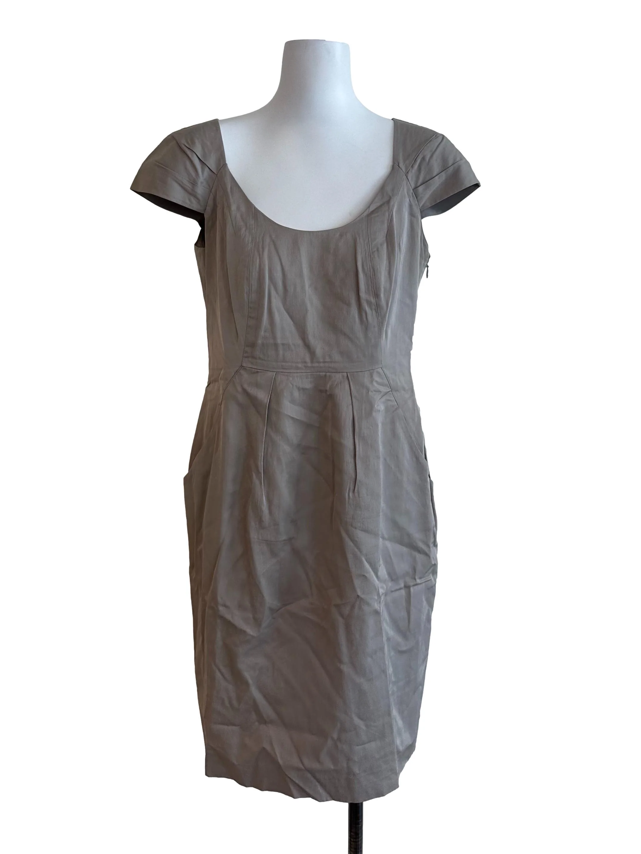 Cloud Grey Scoop Neck Sheath Dress