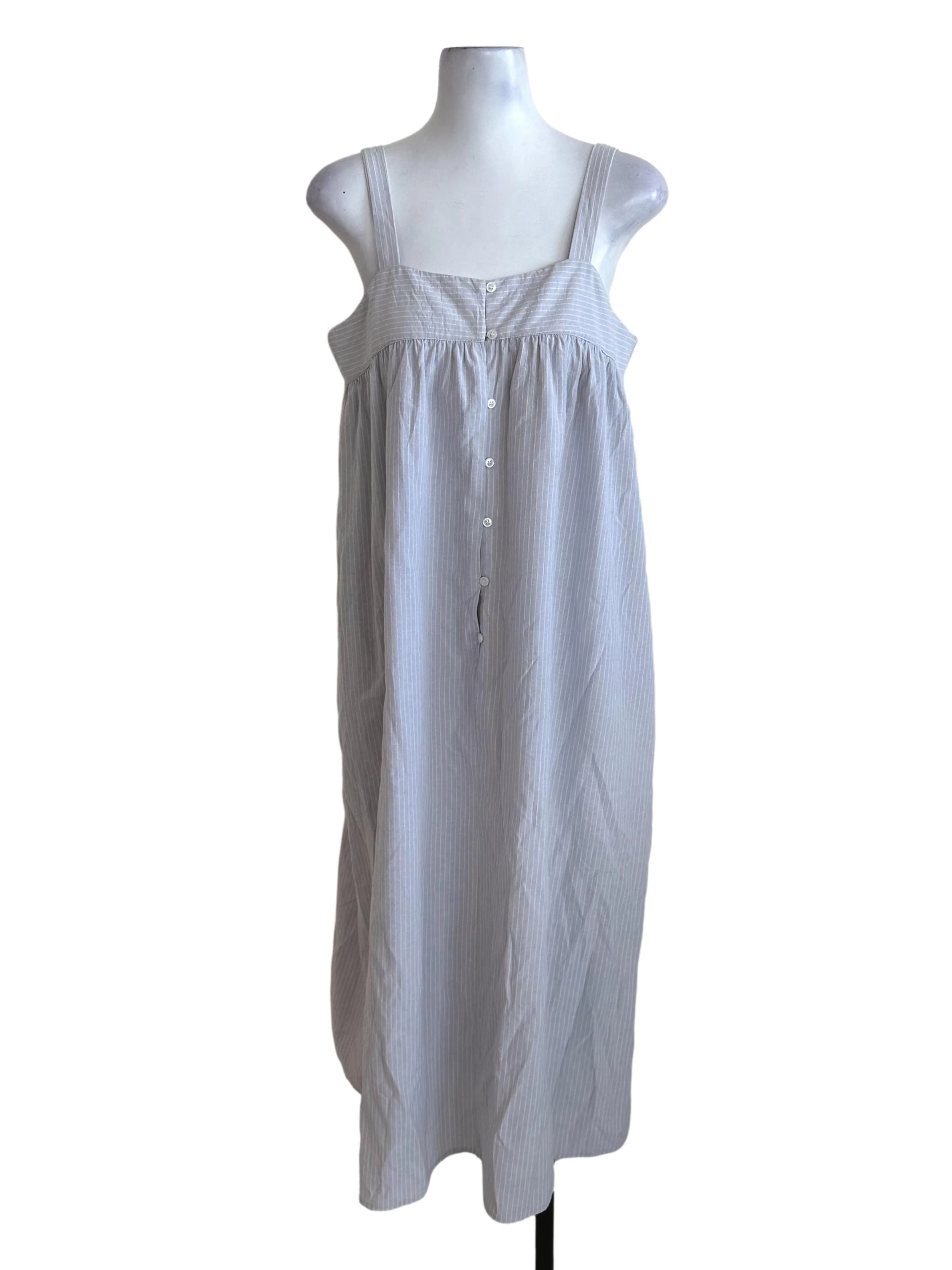 Cloud Grey Stripe Pattern Button Dress