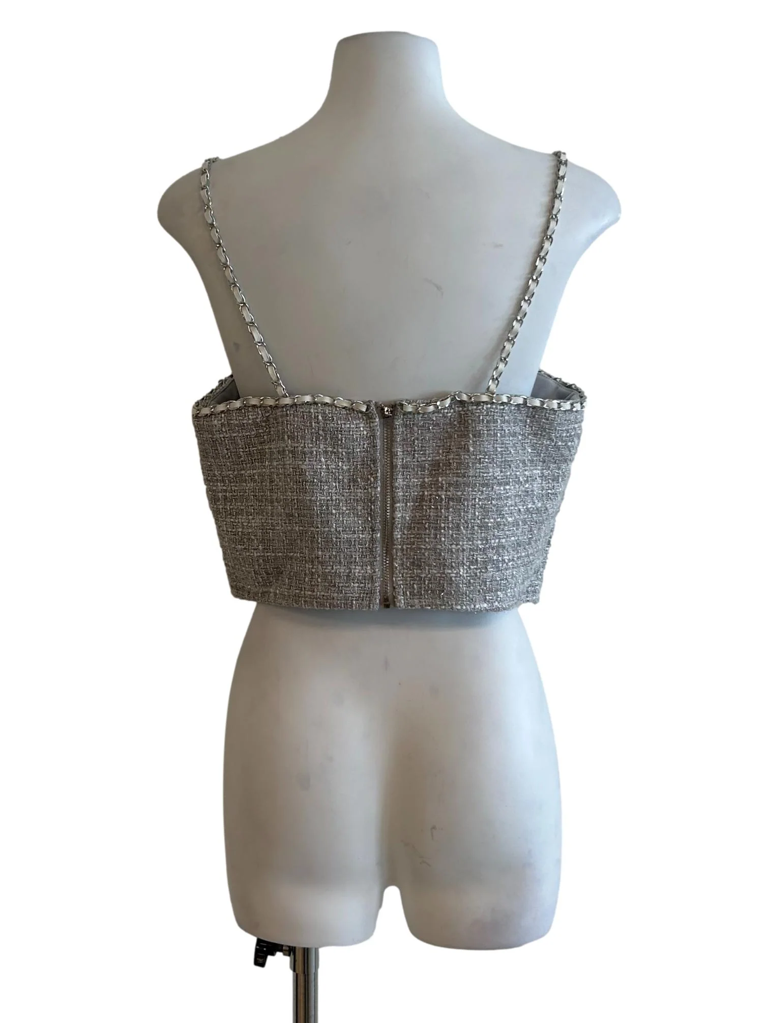 Cloud Grey Tweed Crop Top - Image 2