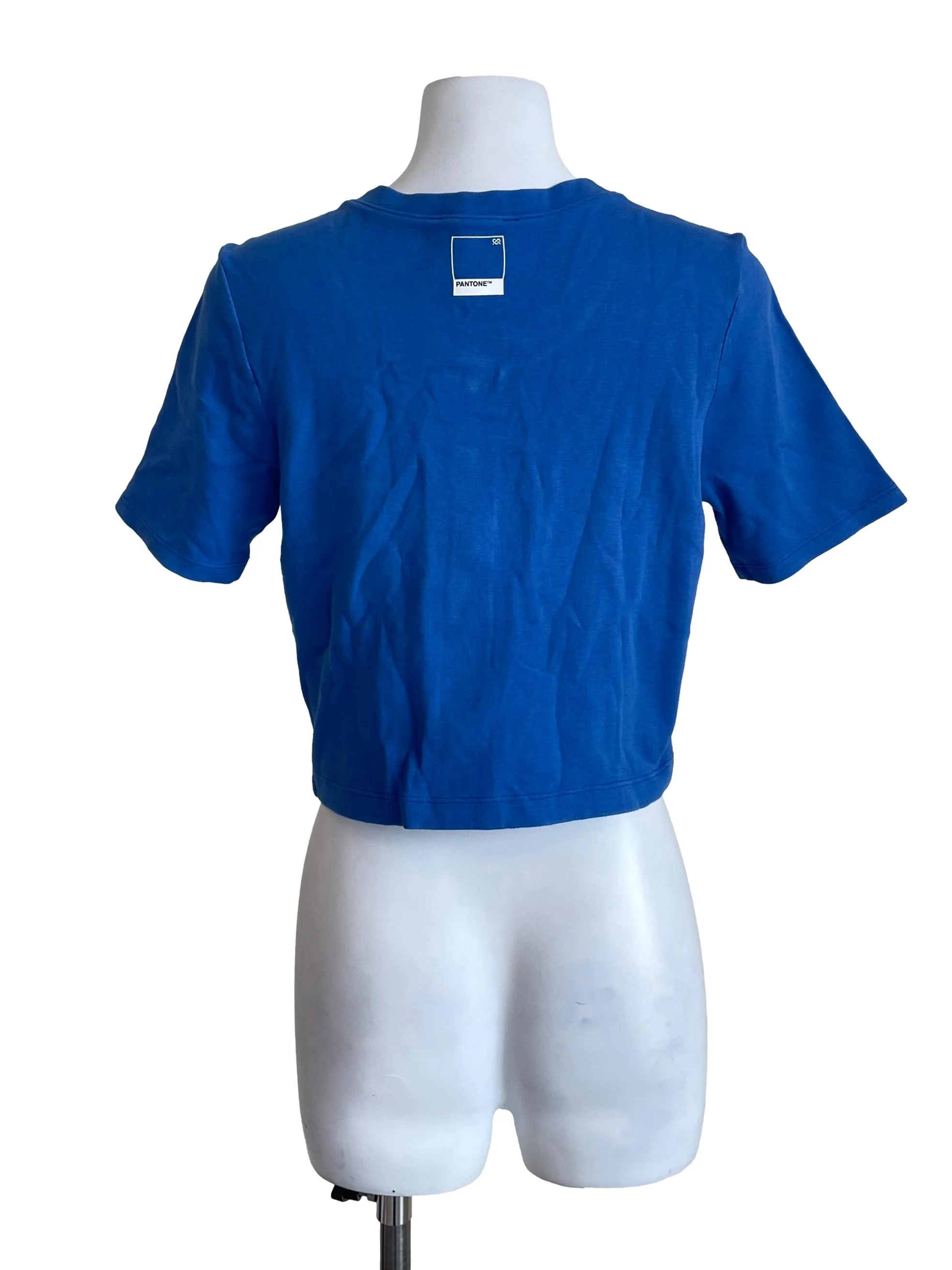 Cobalt Blue Button Down Crop Top - Image 2