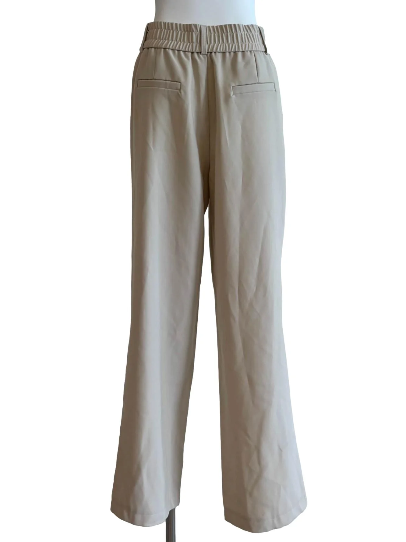 Coconut Beige Straight Cut Pleated Slacks - Image 2