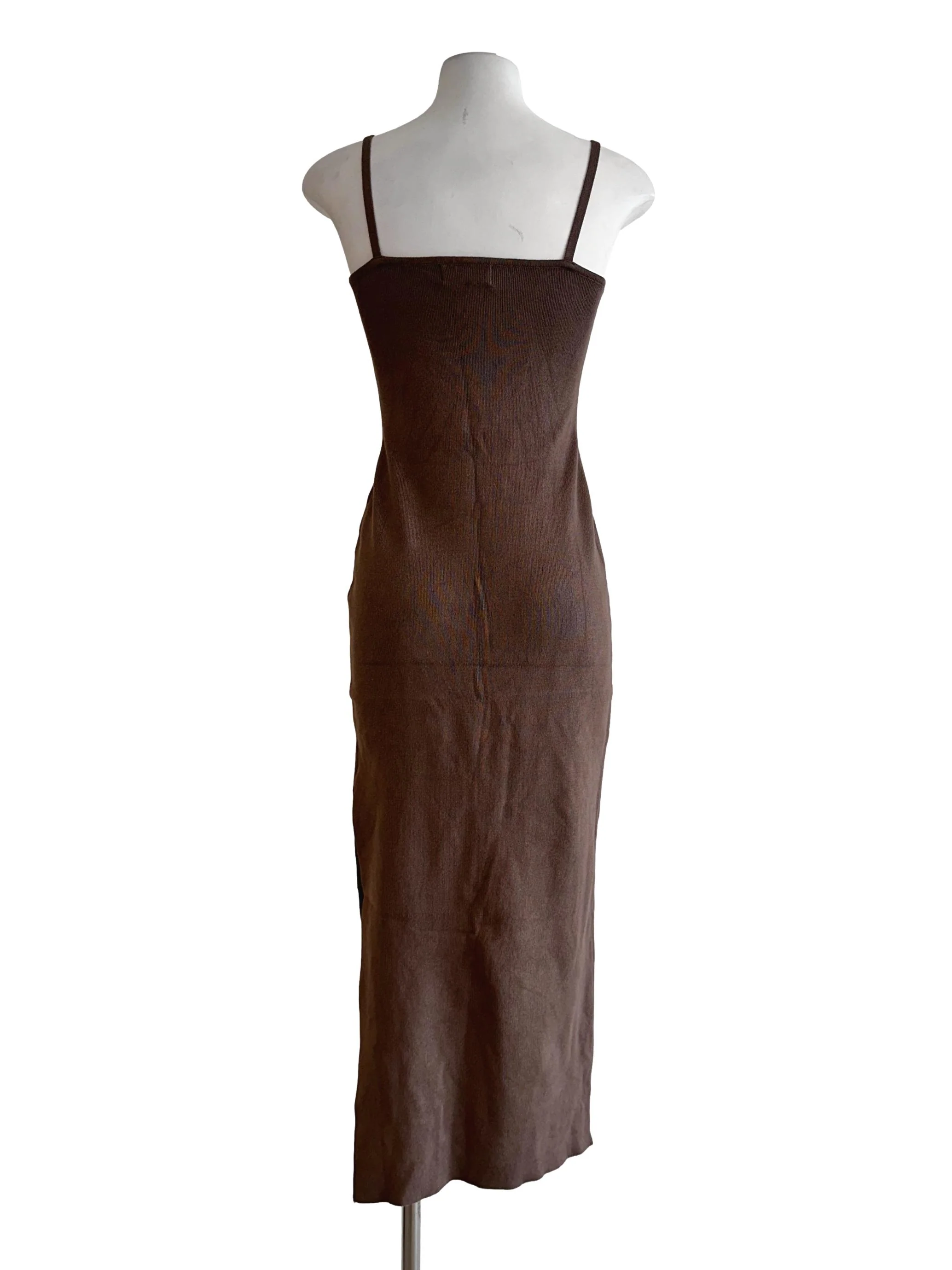 Coffee Brown Pencil Stripes Dress - Image 2