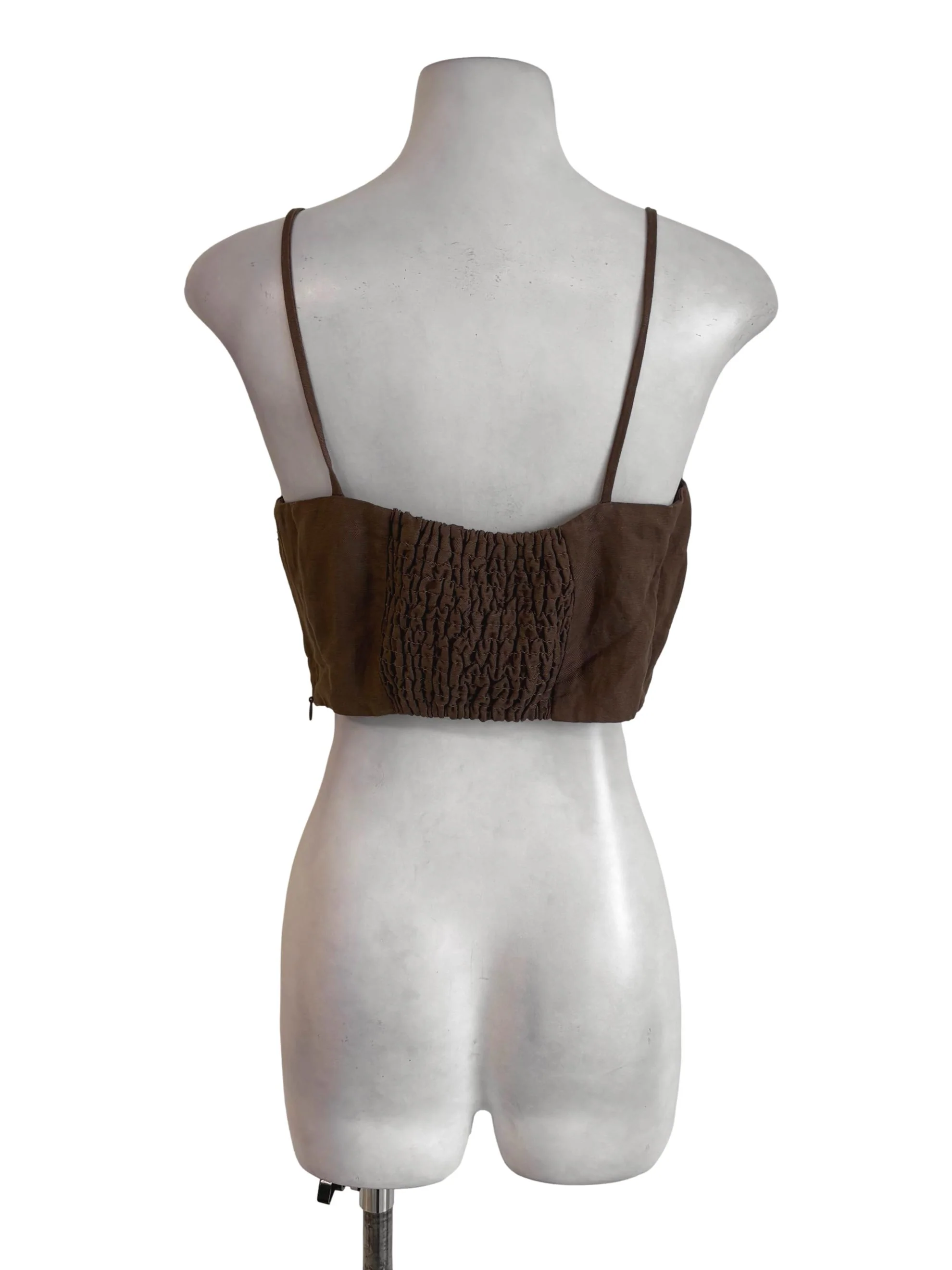 Coffee Brown Smocked Back Tank Top - Image 2