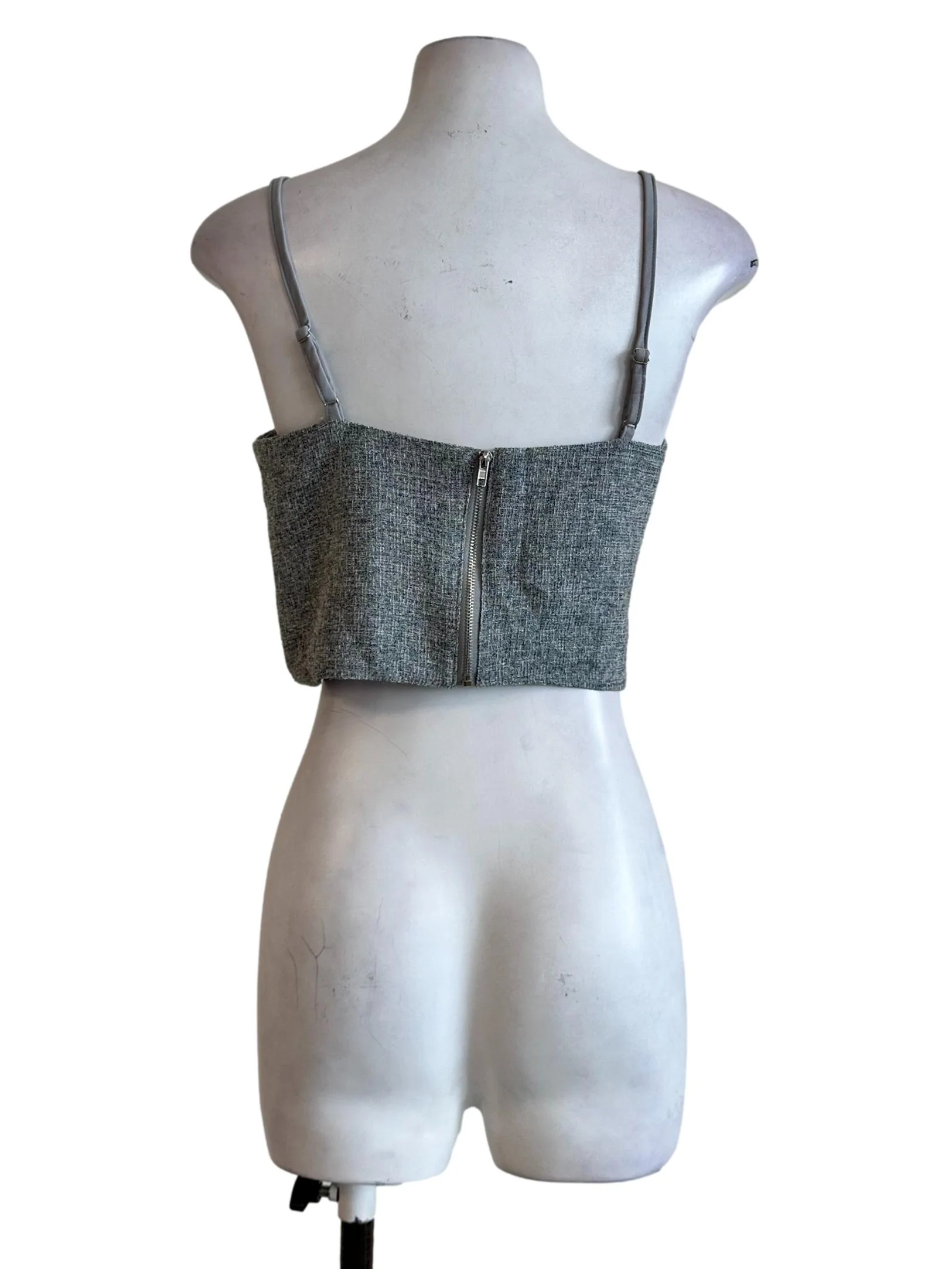 Coin Grey Tweed Pattern Sleeveles Top - Image 2