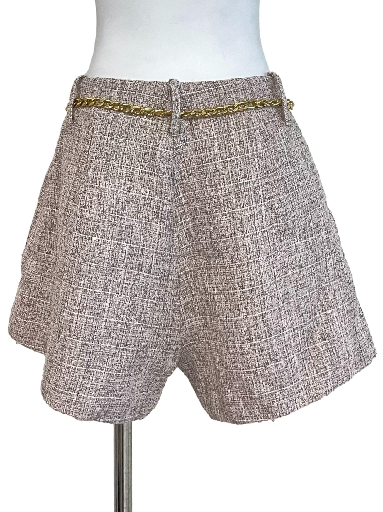 Cool Latte Shiny Tweed Shorts - Image 2