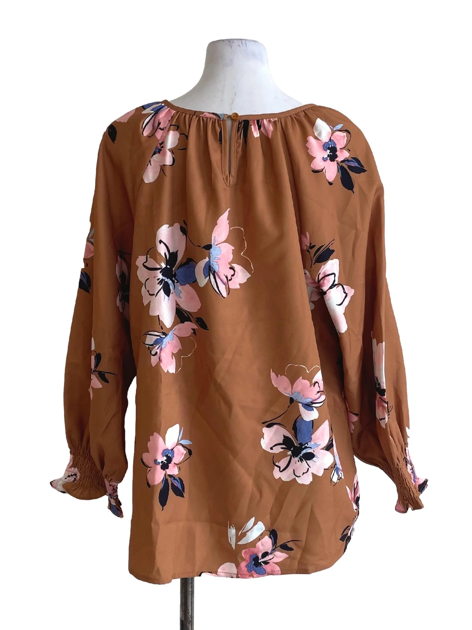 Copper Brown Floral Blouse - Image 2