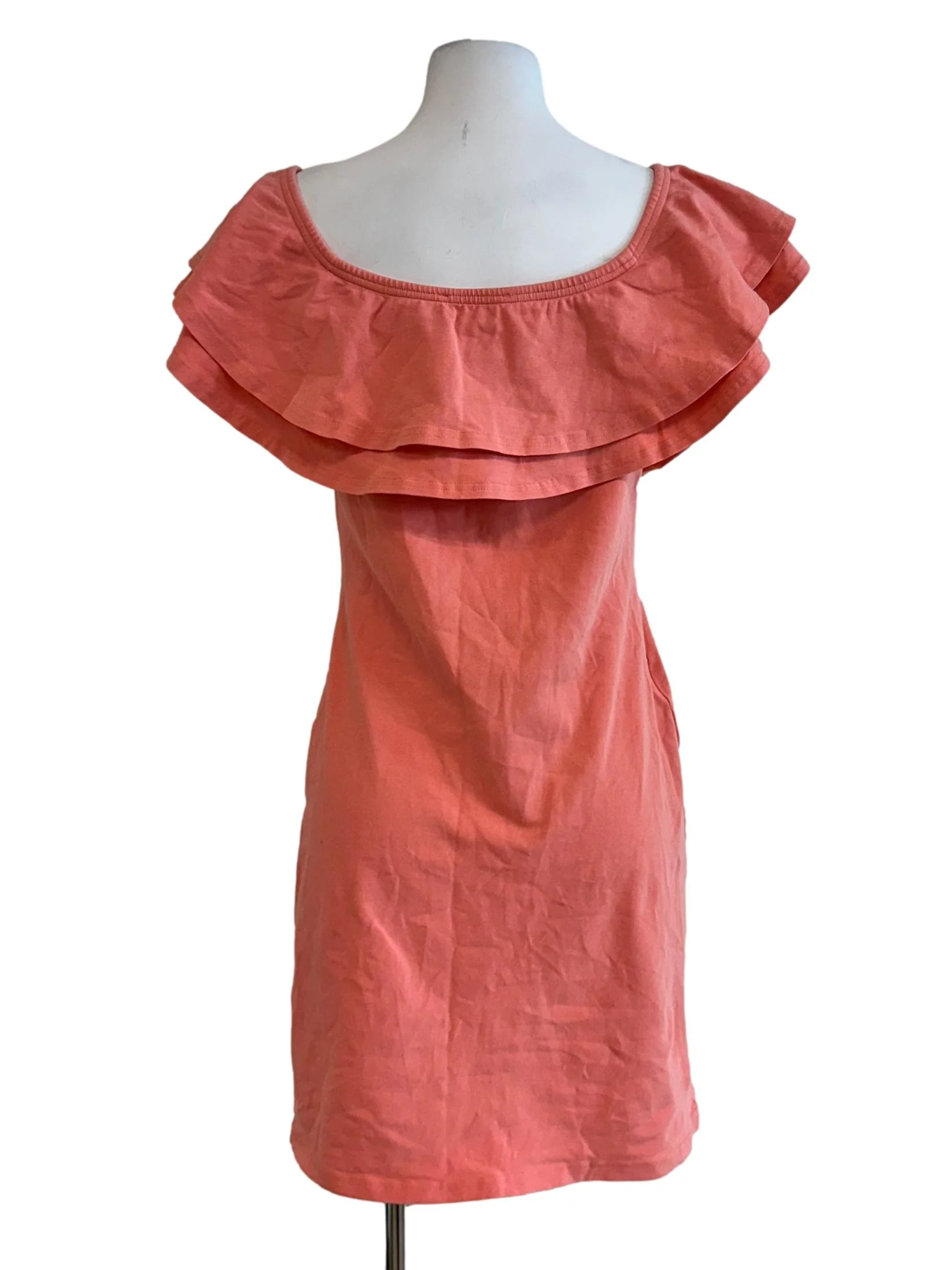Coral Pink Cape Sleeves Mini Dress - Image 2