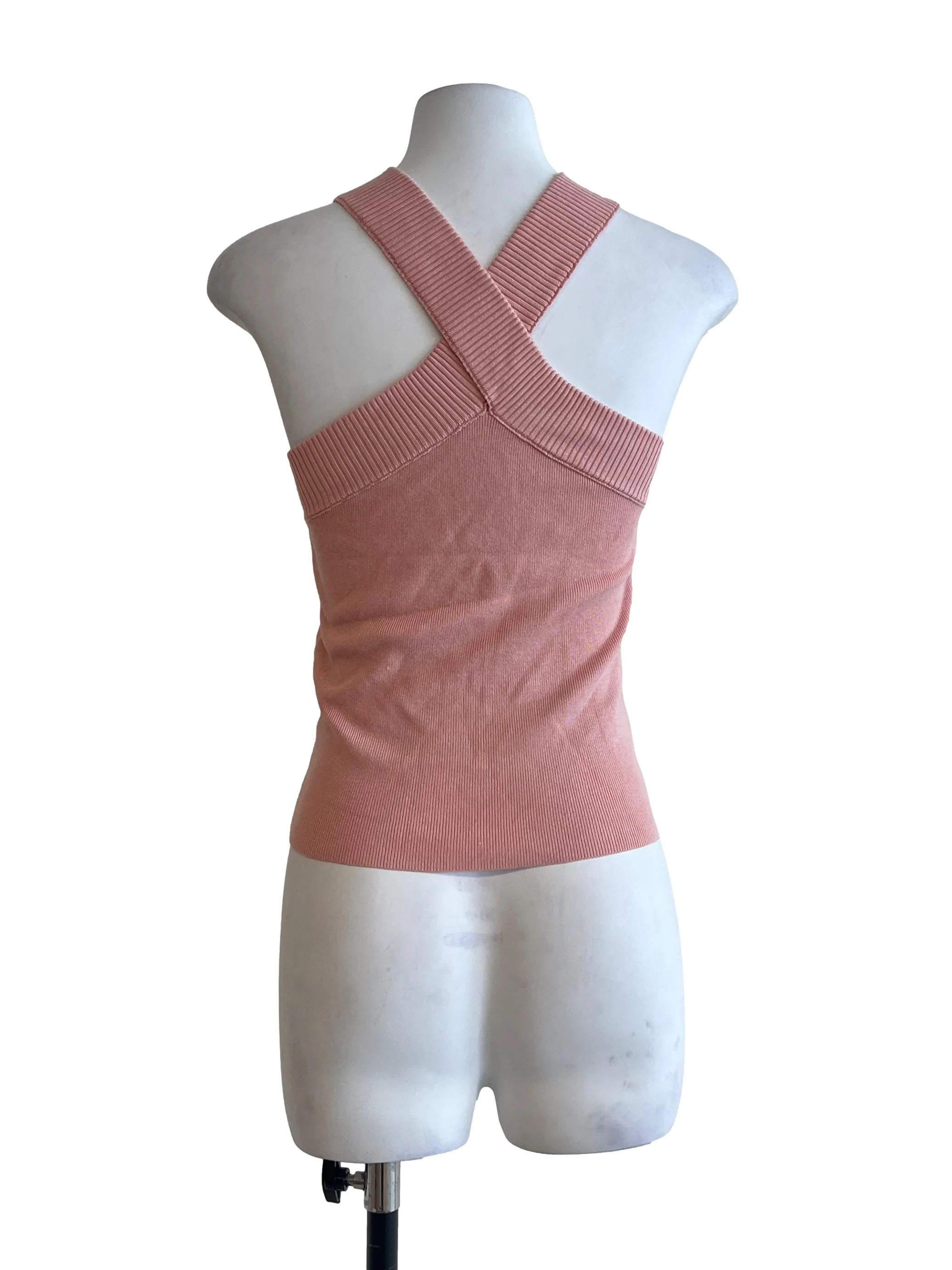 Coral Pink Cross Neck Sleeveless Top - Image 2