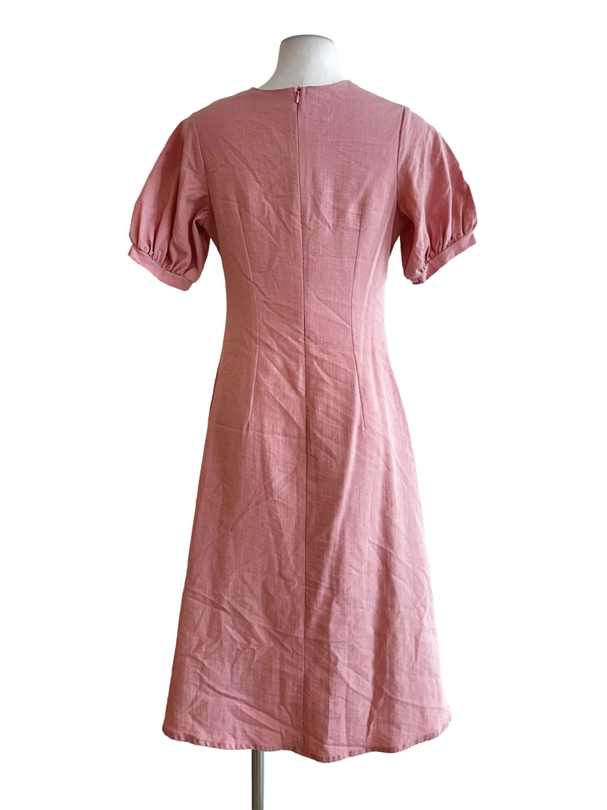 Coral Pink Round Neck Dress - Image 2