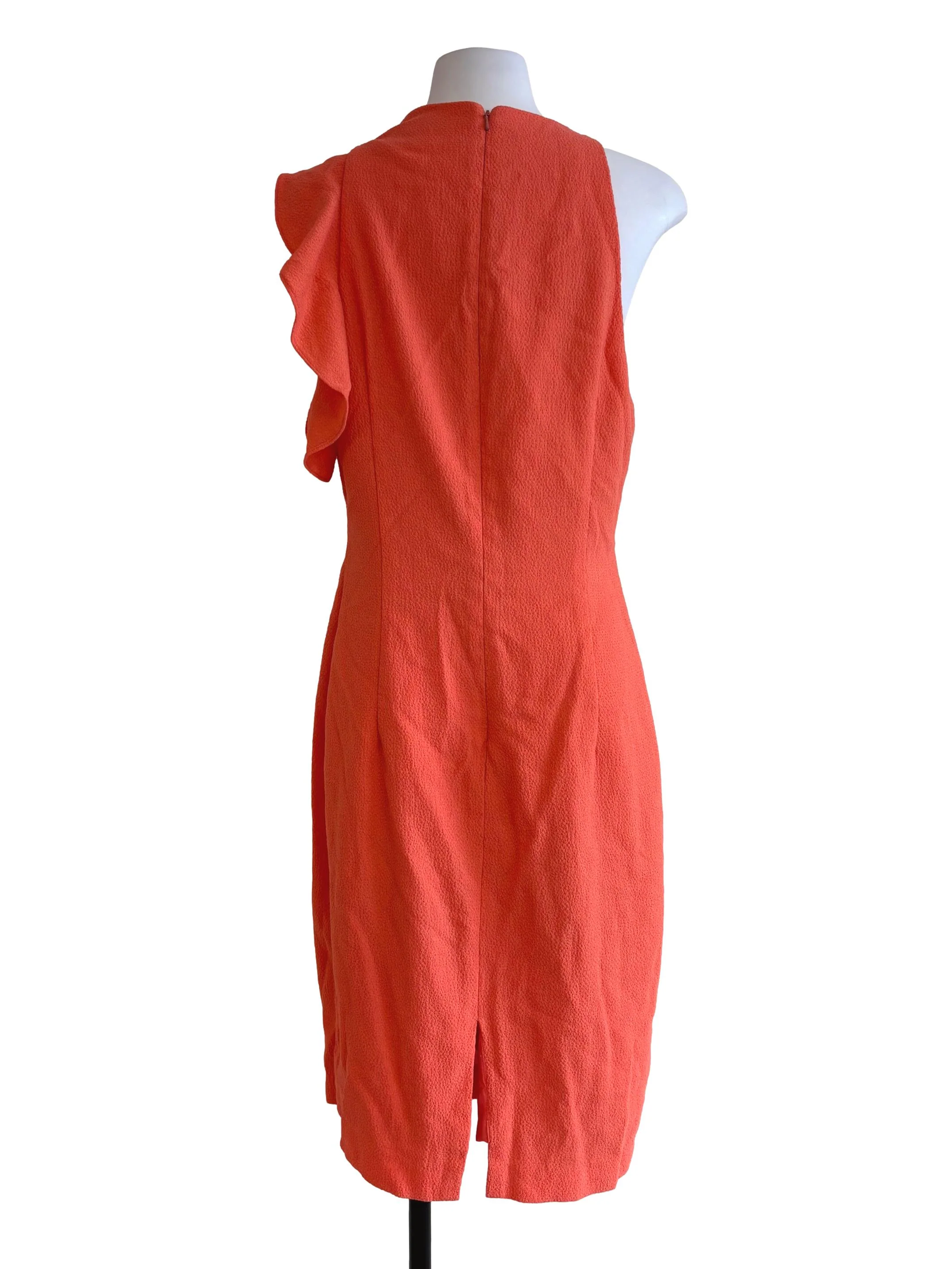 Coral Pink Ruffle Sheath Dress - Image 2