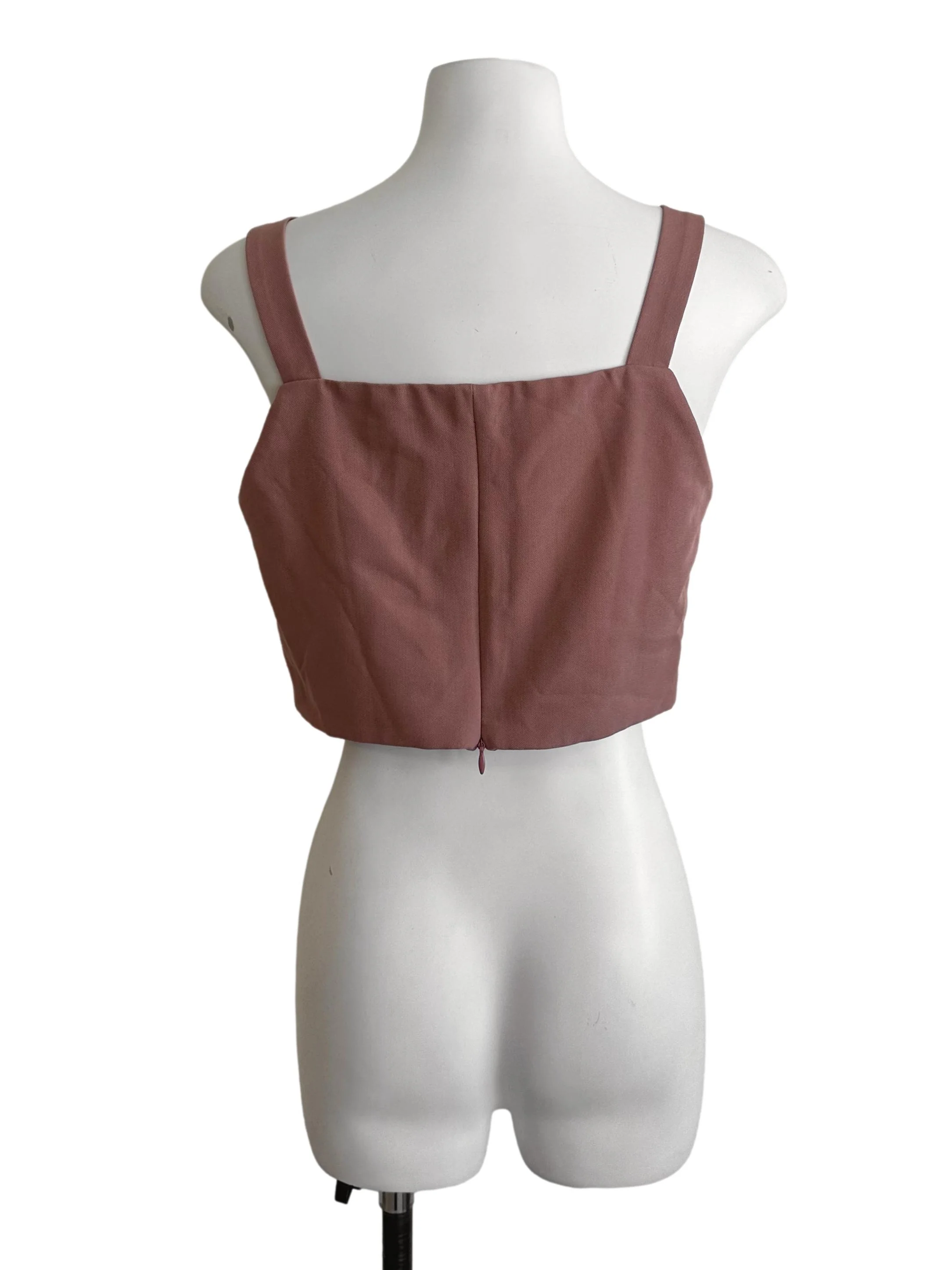 Coral Pink V Neck Button Top - Image 2