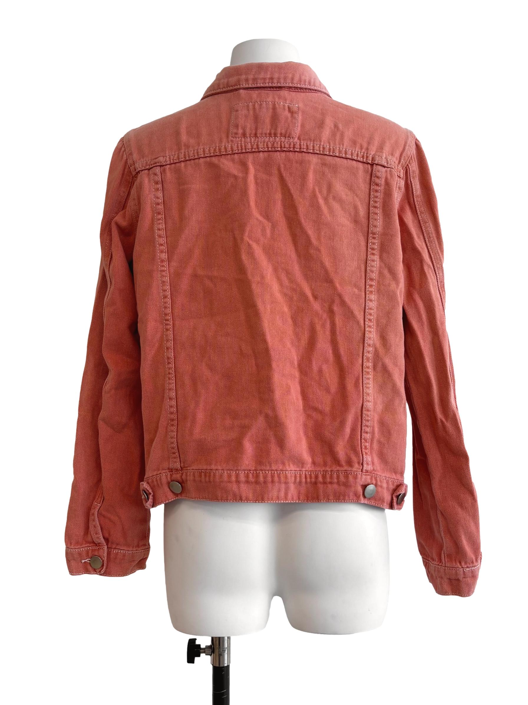Coral Pink Washed Denim Jacket - Image 2