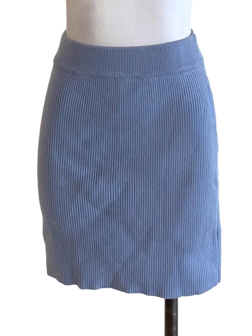 Cornflower Blue Knitted High Waisted Fit Mini Skirt