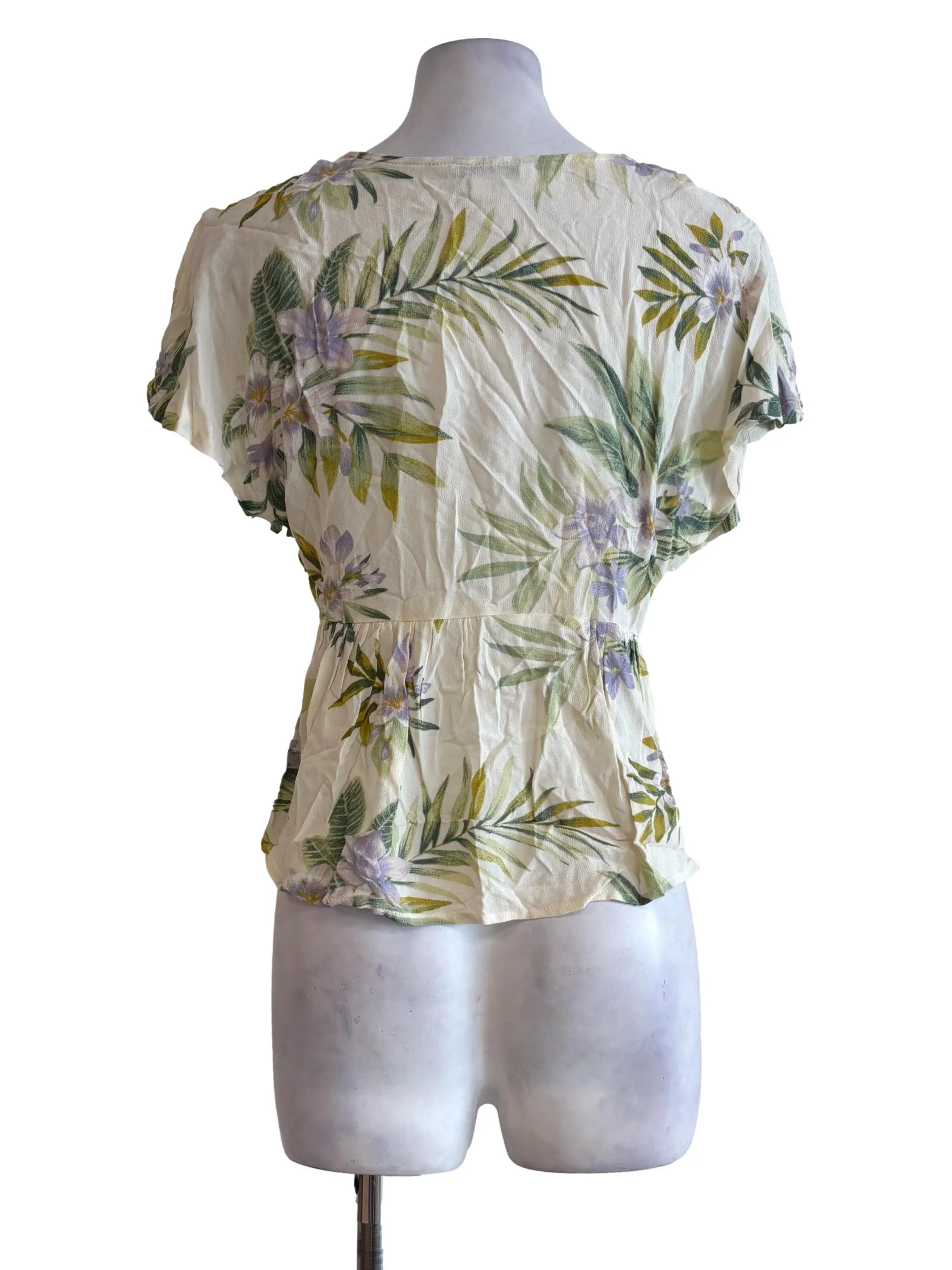 Cornsilk Floral Front Tie Crop Top - Image 2