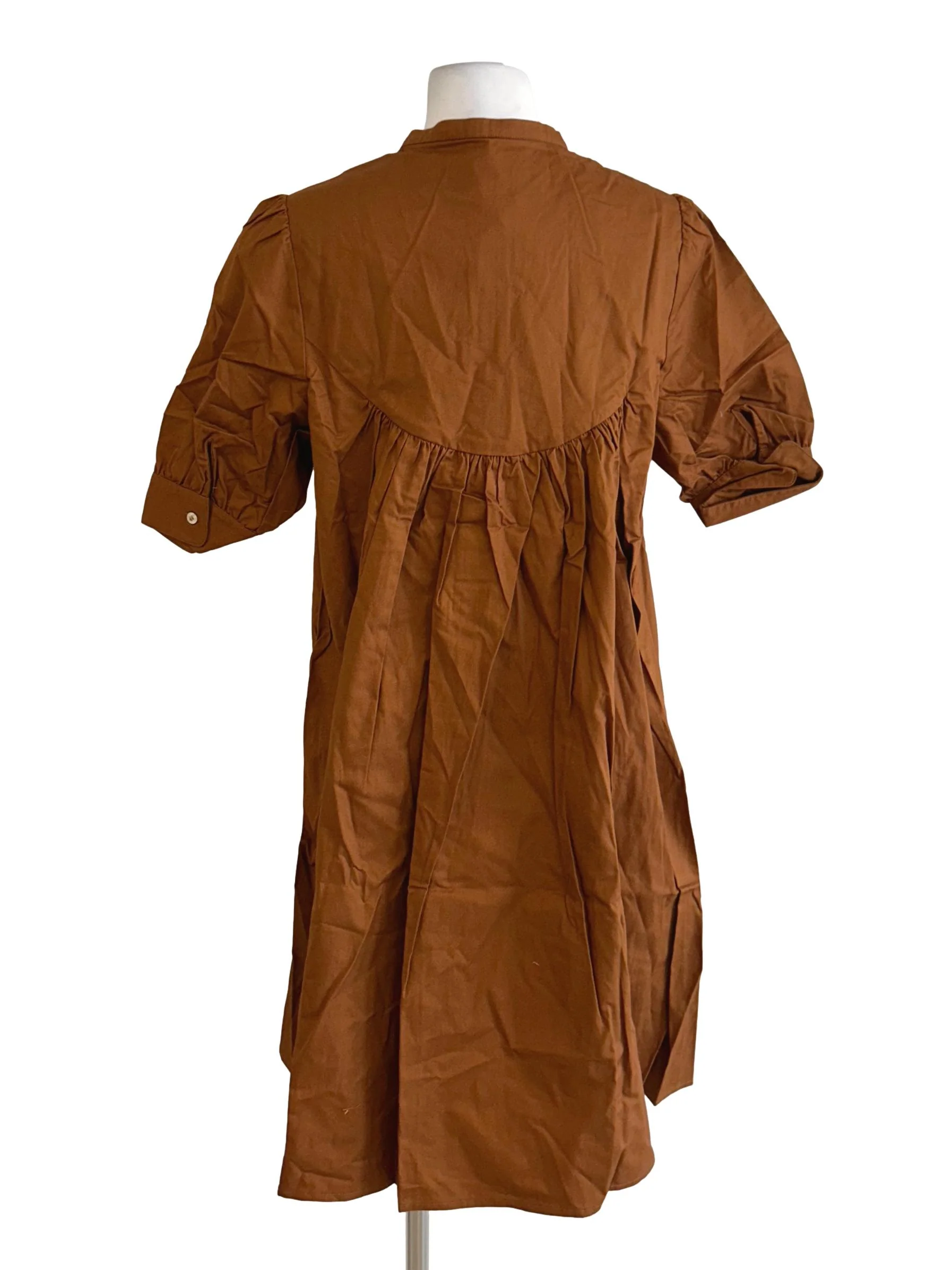 Cotton Gathered Shirt Dress OSN - Image 2