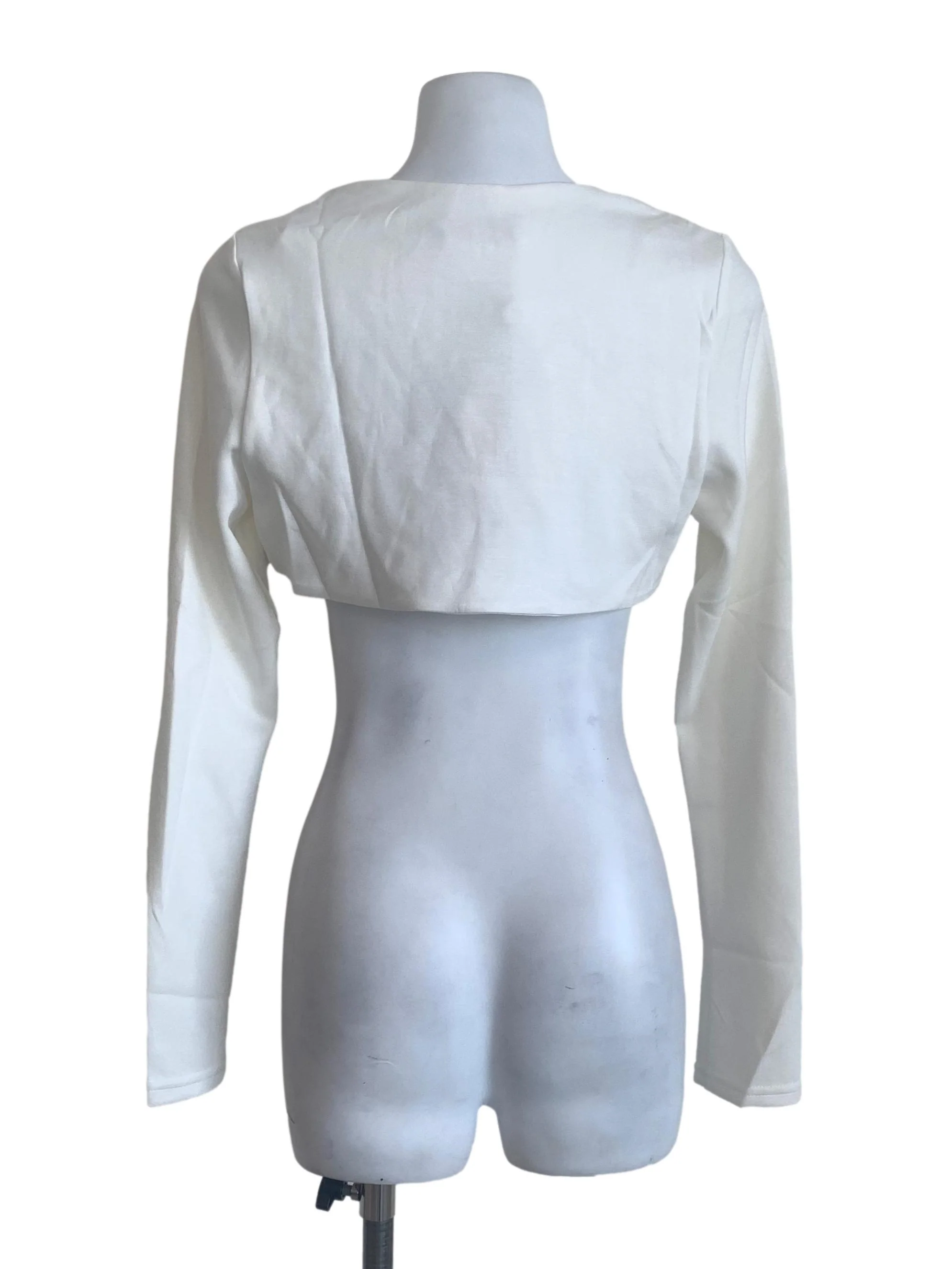 Cotton White Bolero Cardigan - Image 2