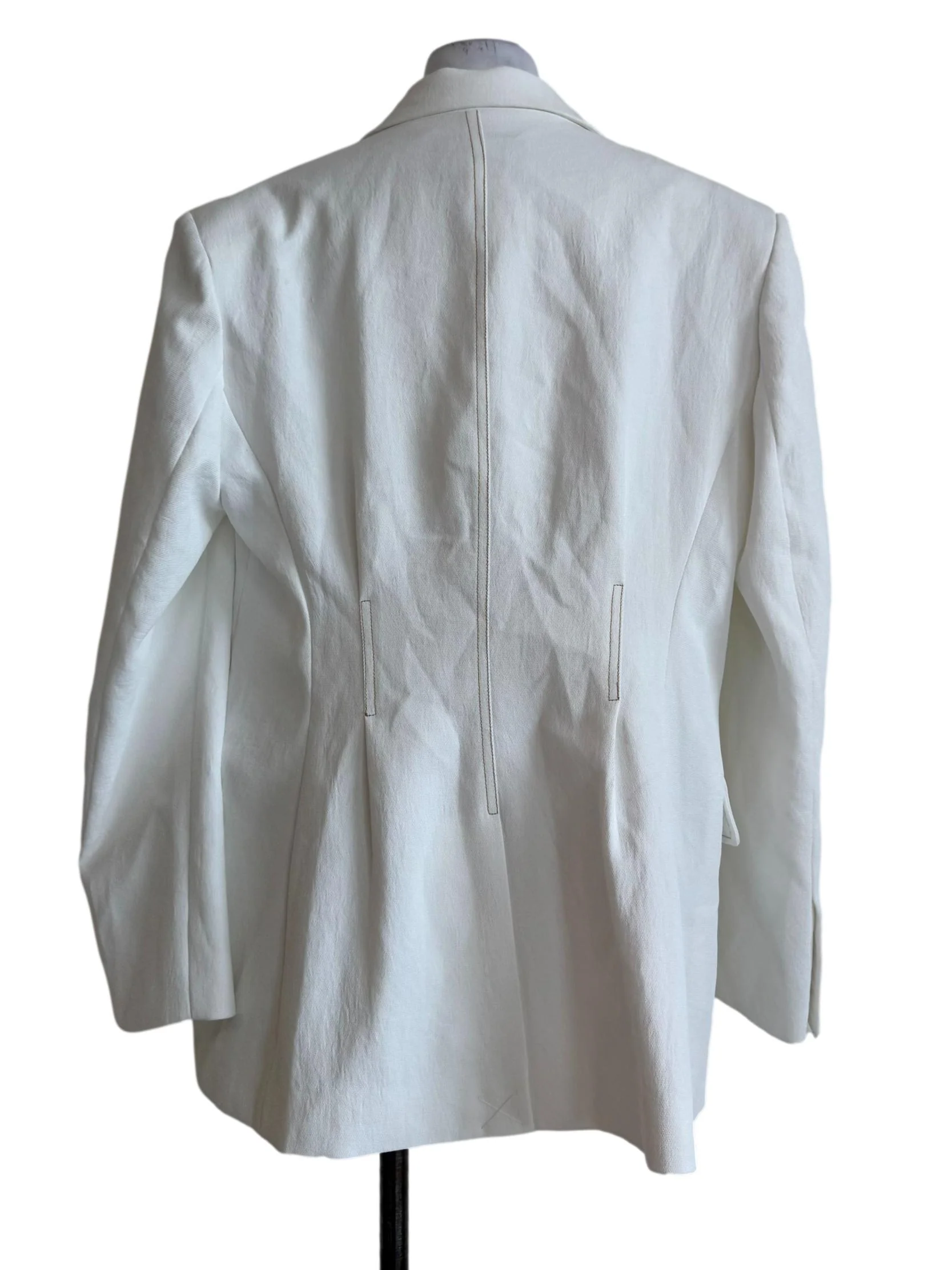 Cotton White Long Sleeve Blazer - Image 2