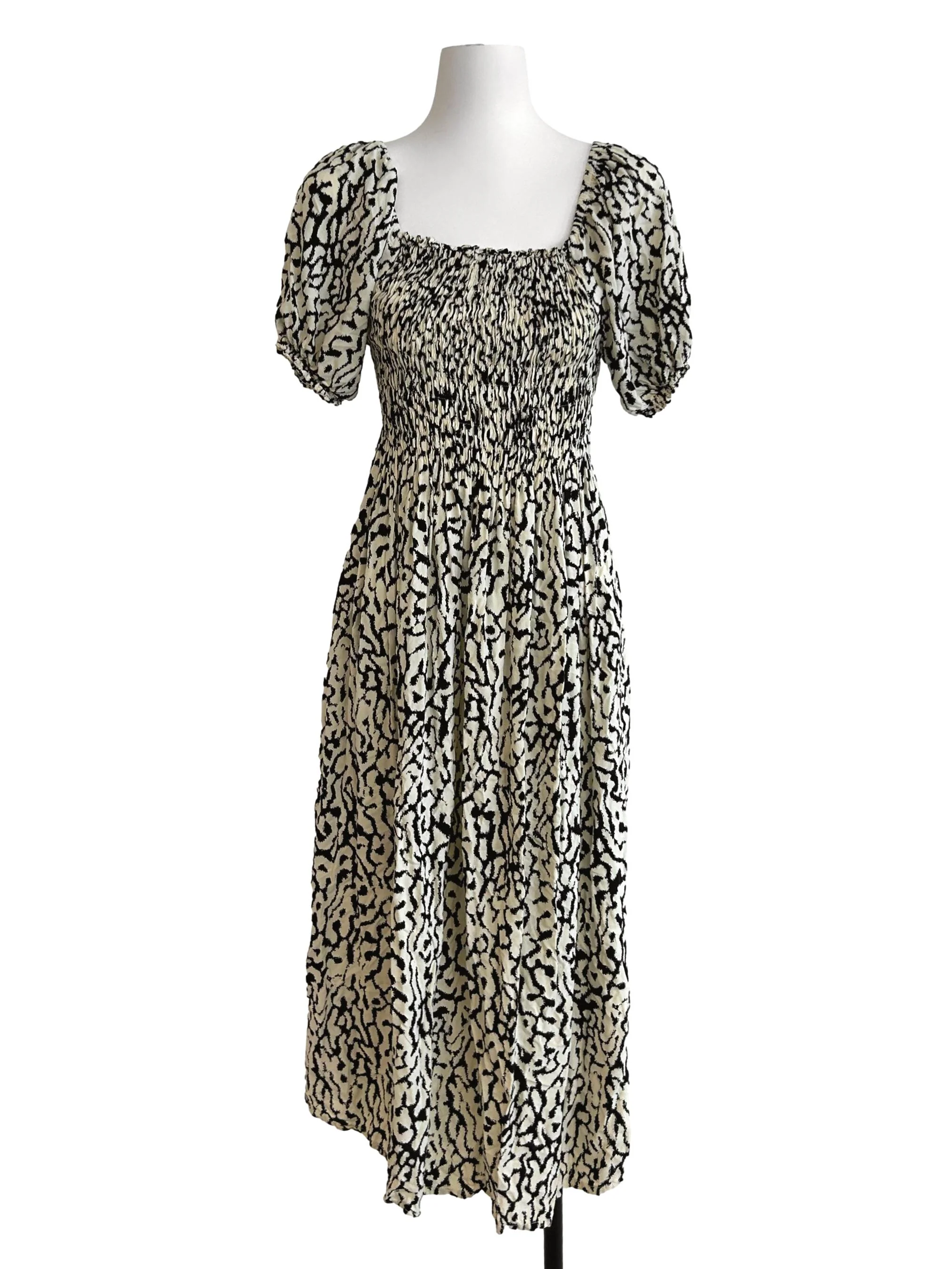 Cream And Black Midi Dress