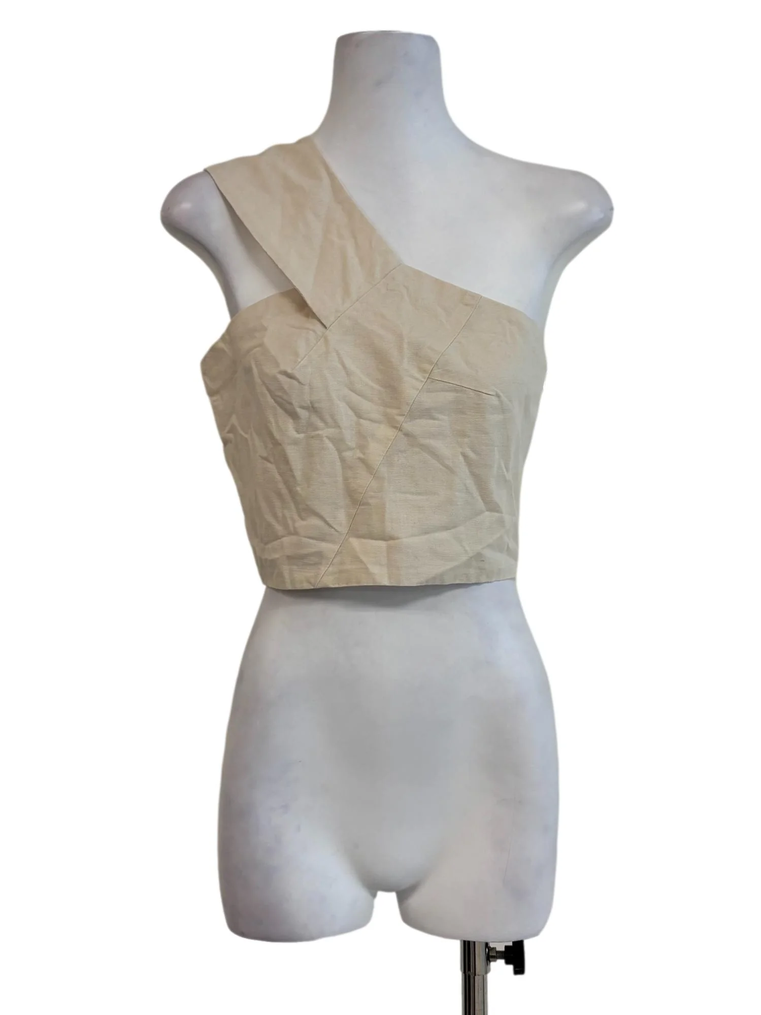 Cream Beige One Shoulder Top