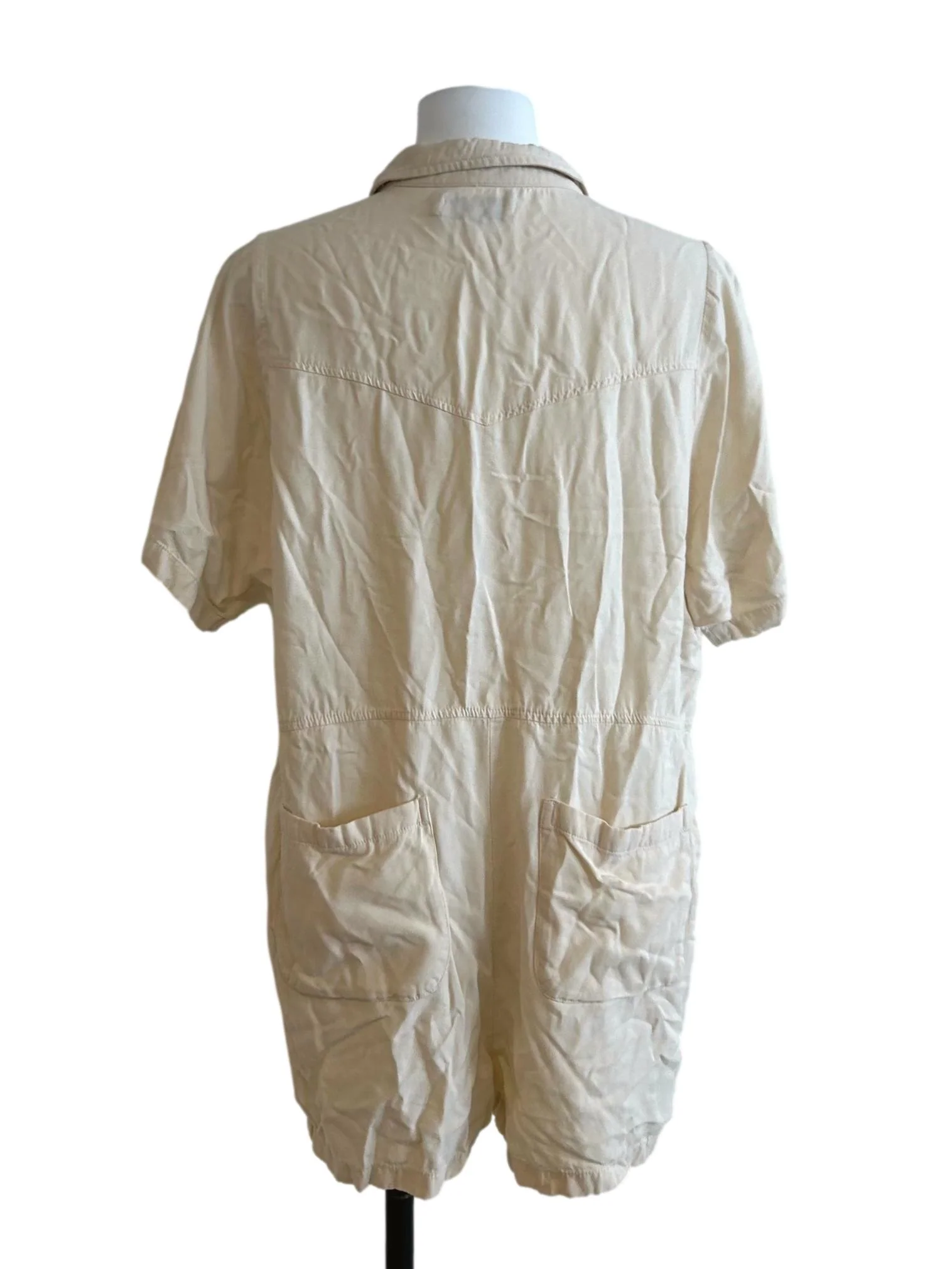 Cream Button Up Romper - Image 2