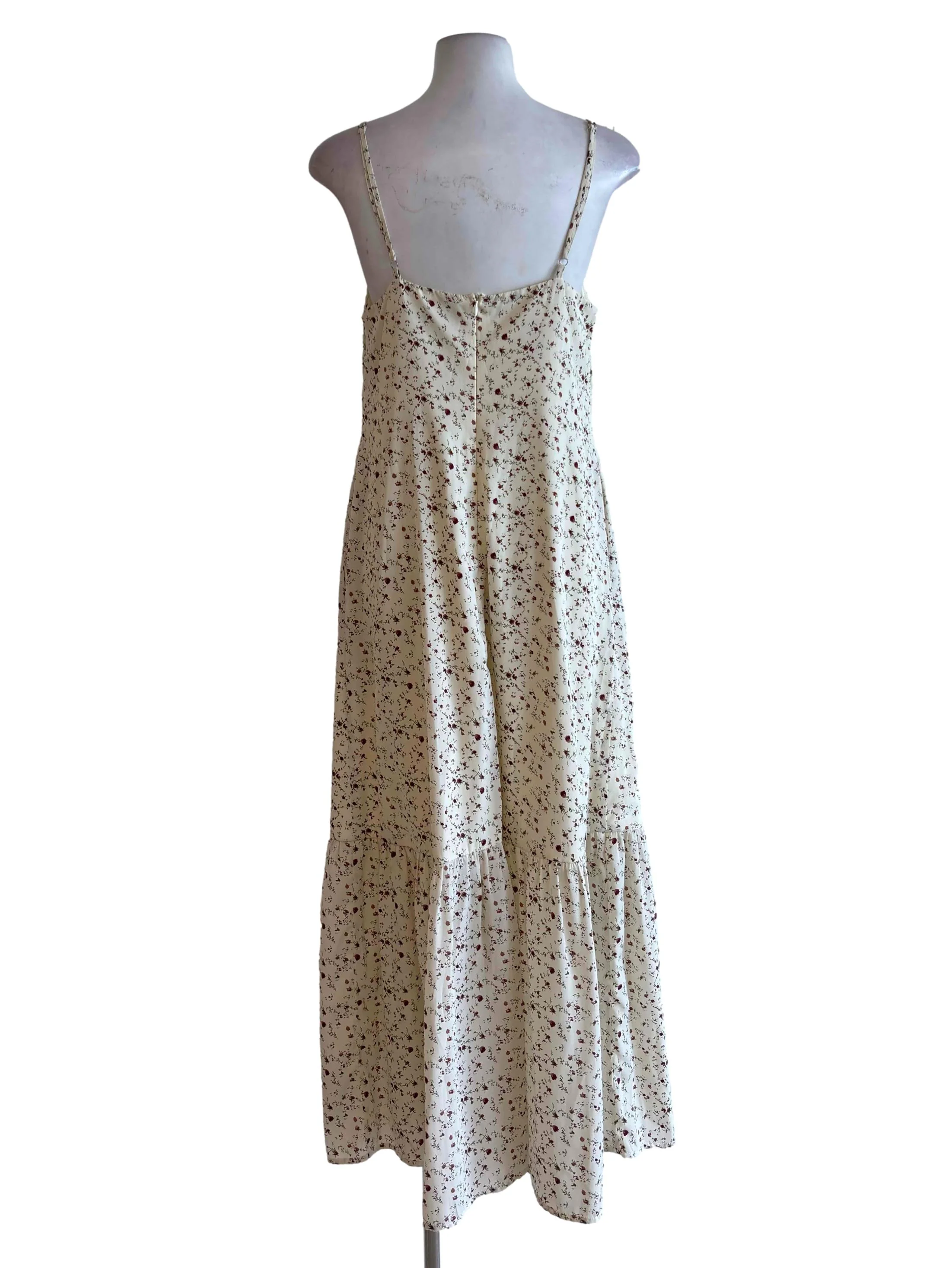 Cream Floral Slip Dress - Image 2