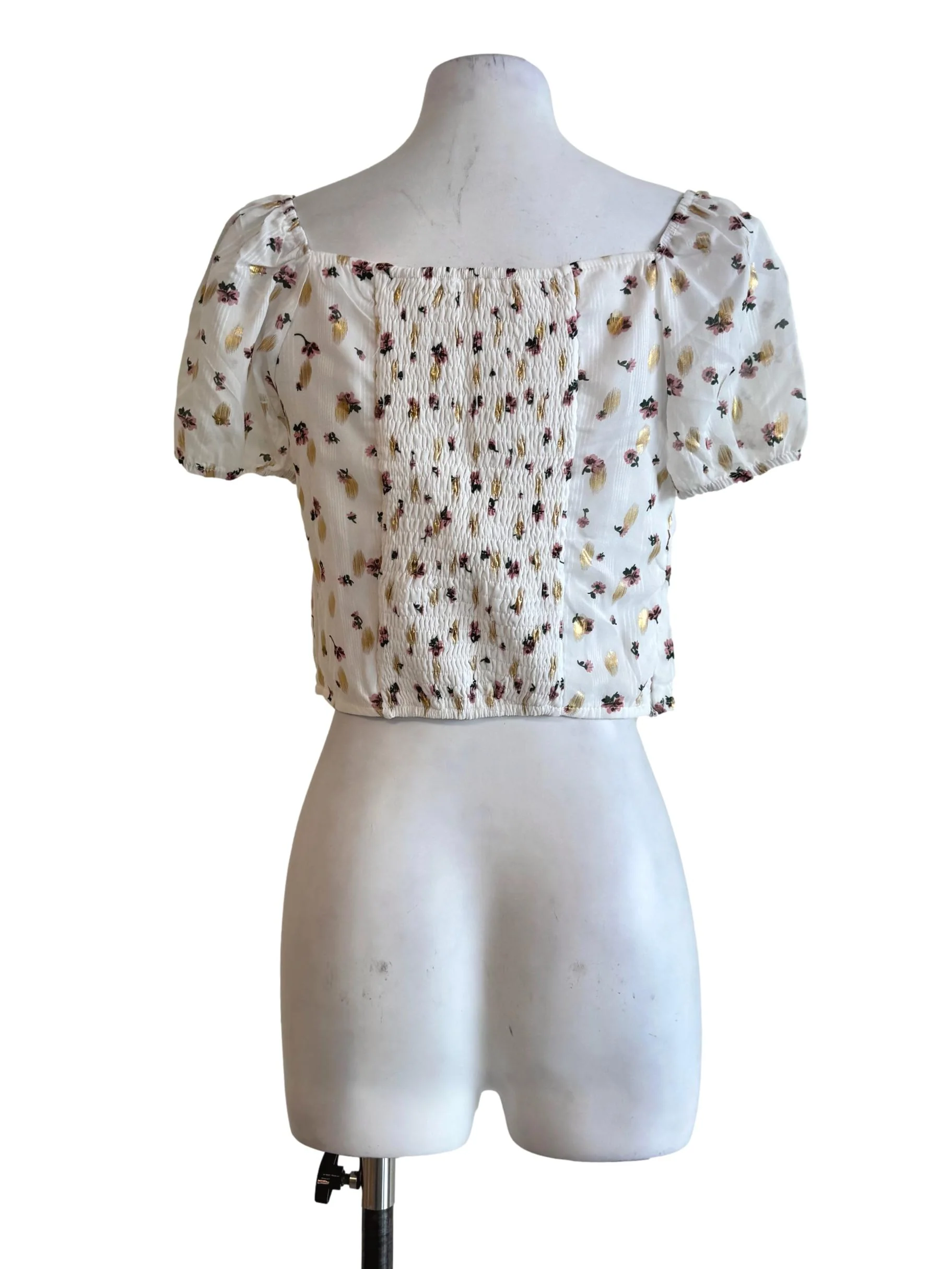 Cream Gold Sweetheart Neck Top - Image 2