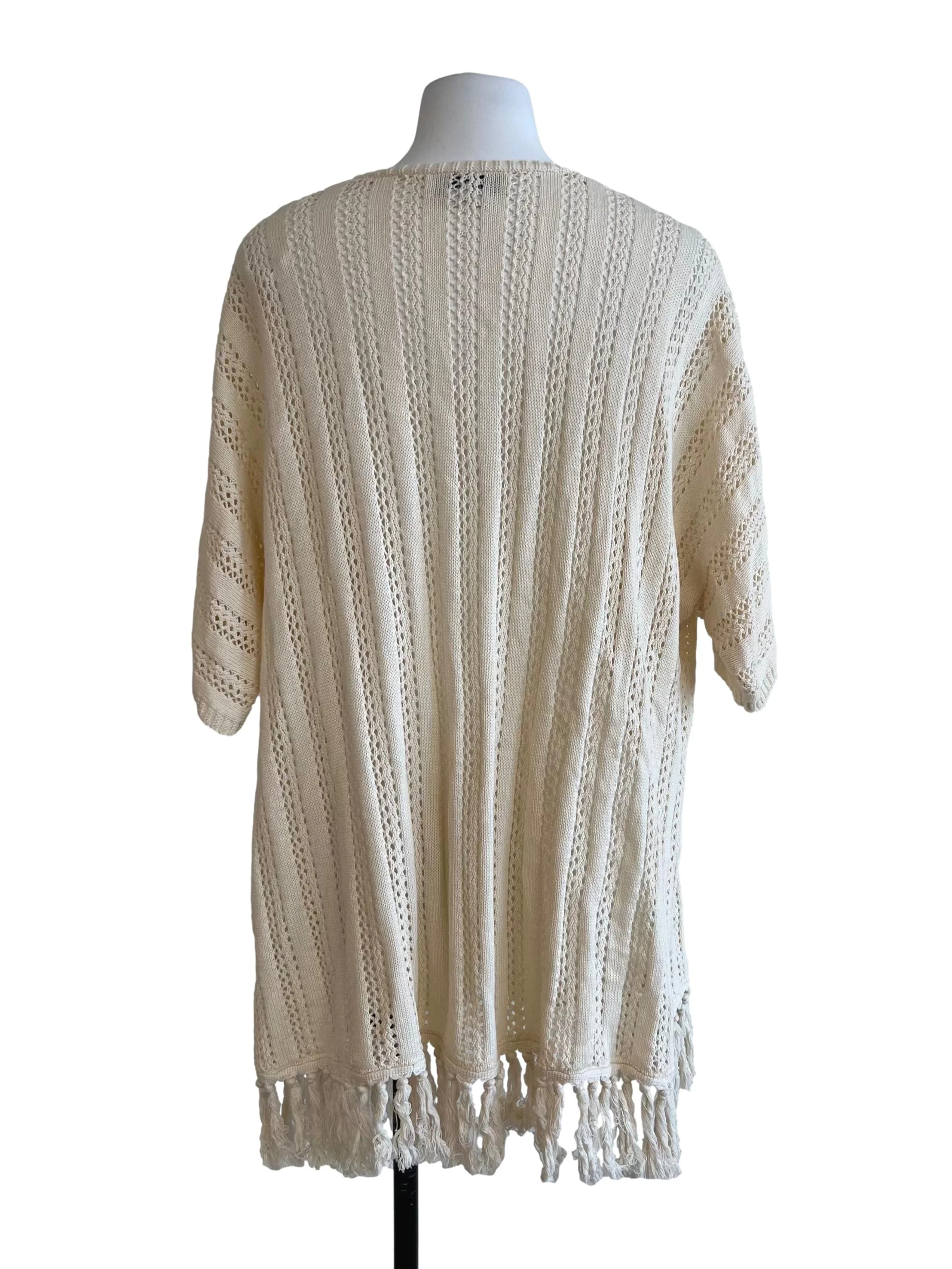 Cream Knitted Tassel Kimono - Image 2