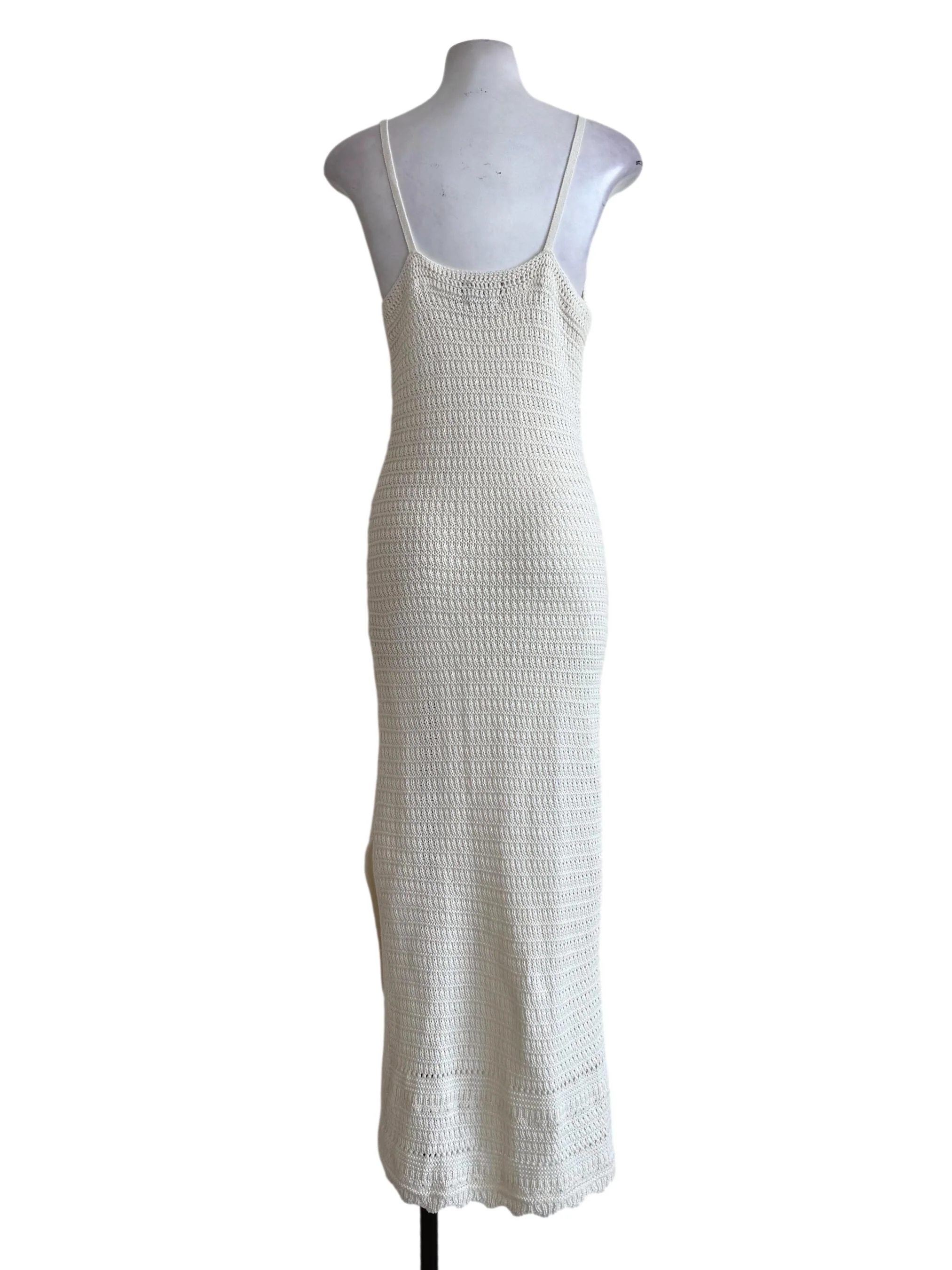 Cream Knitted V Neck Bodycon Dress - Image 2