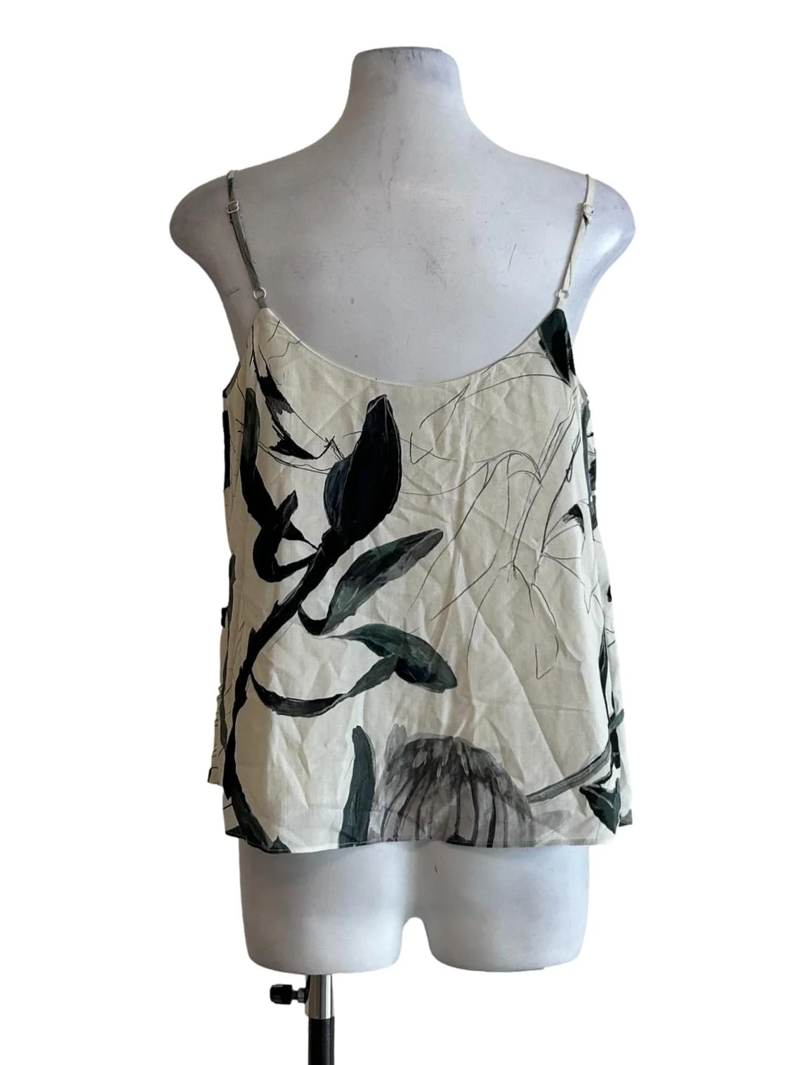Cream Leaf Printed Cami Top - Image 2
