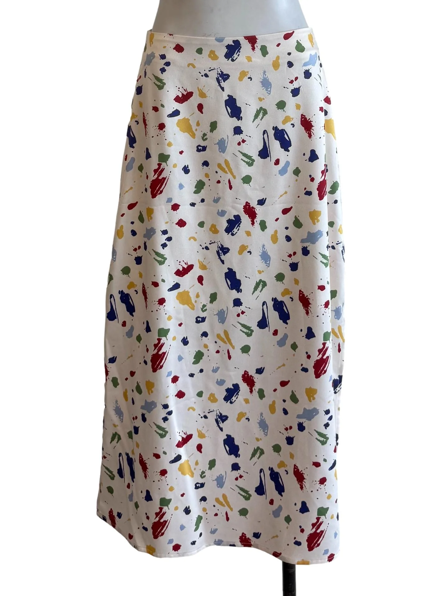 Cream Painting A-Line Skirt