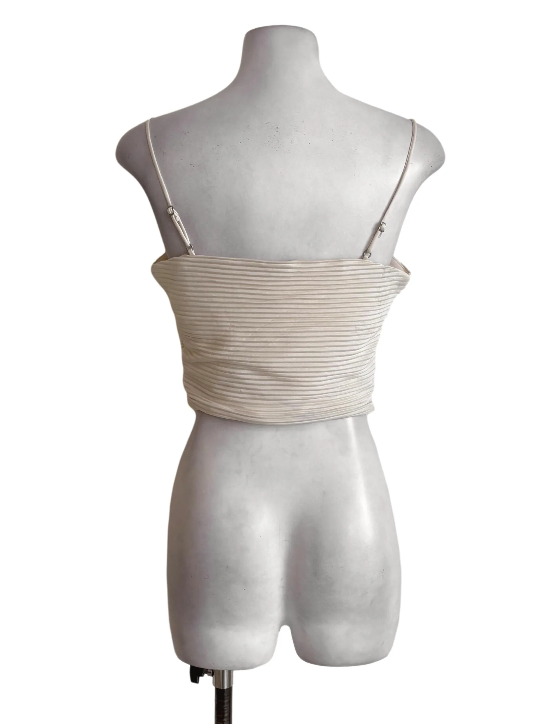 Cream Pleated Crop Top - Image 2