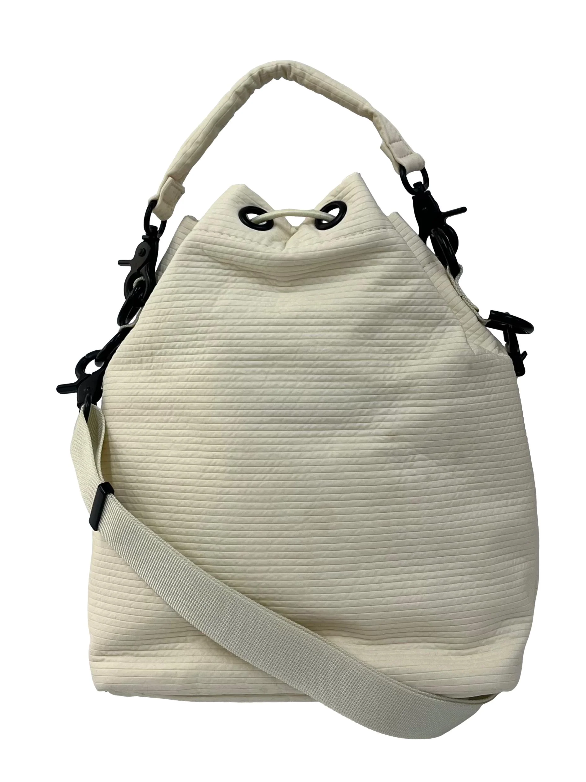 Cream Quilted Bucket Bag With Interchangeable Straps - Image 2