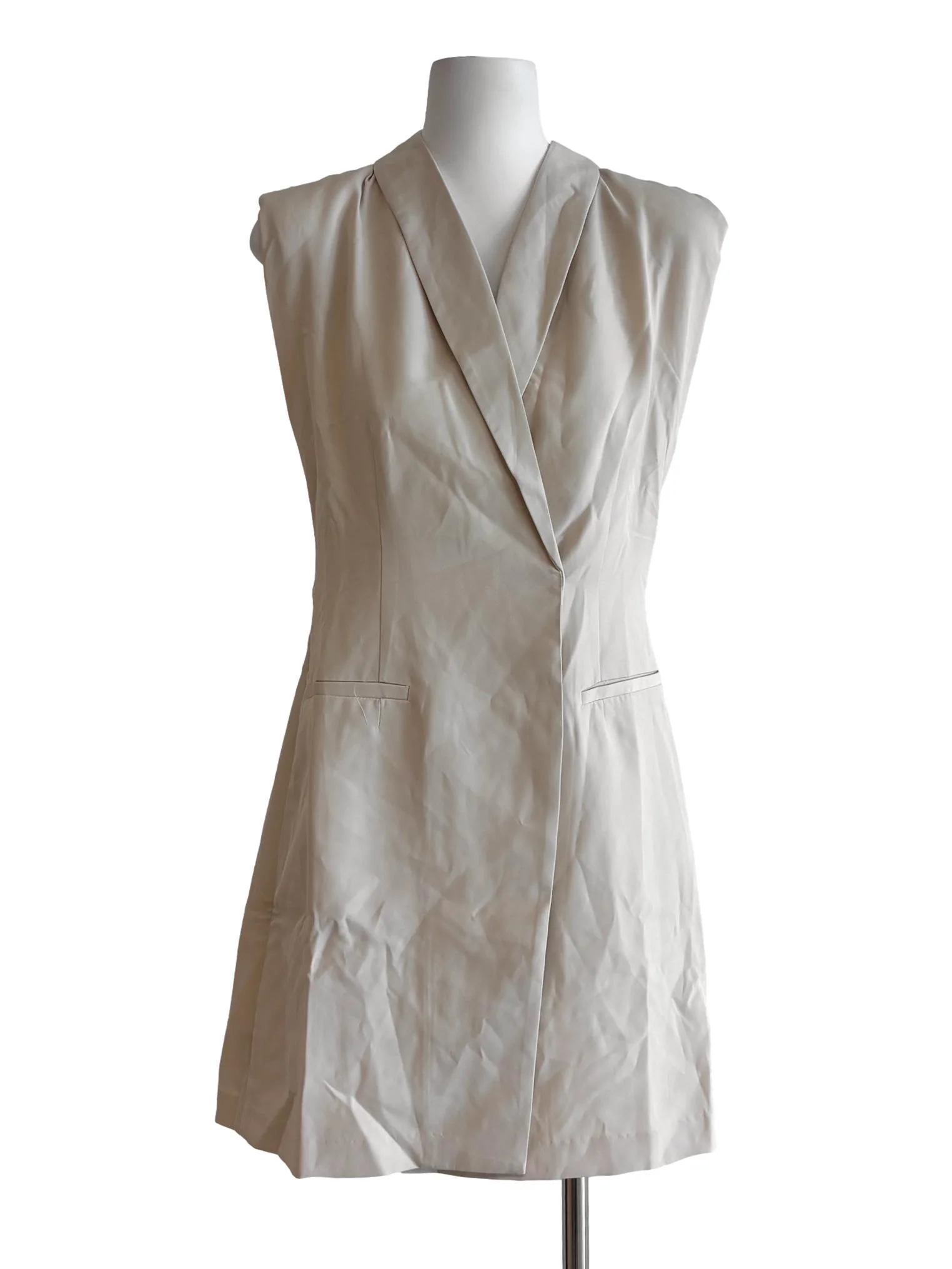 Cream Sleeveless Coat Dress LB