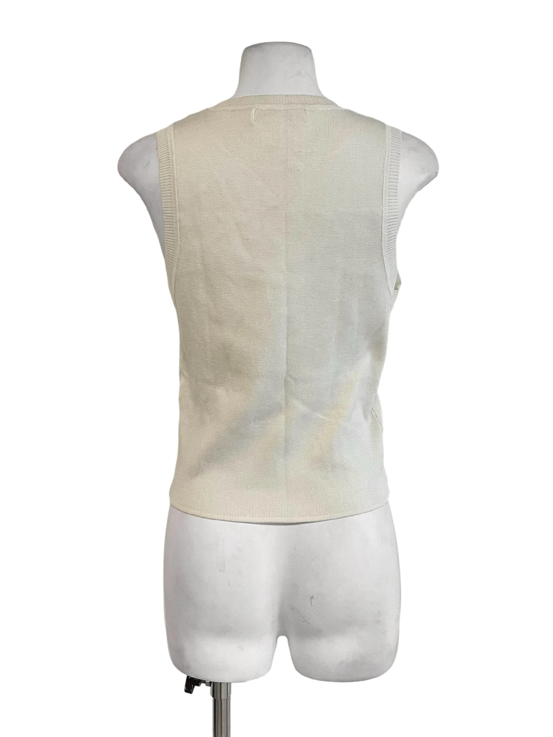 Cream Sleeveless Knit Top - Image 2