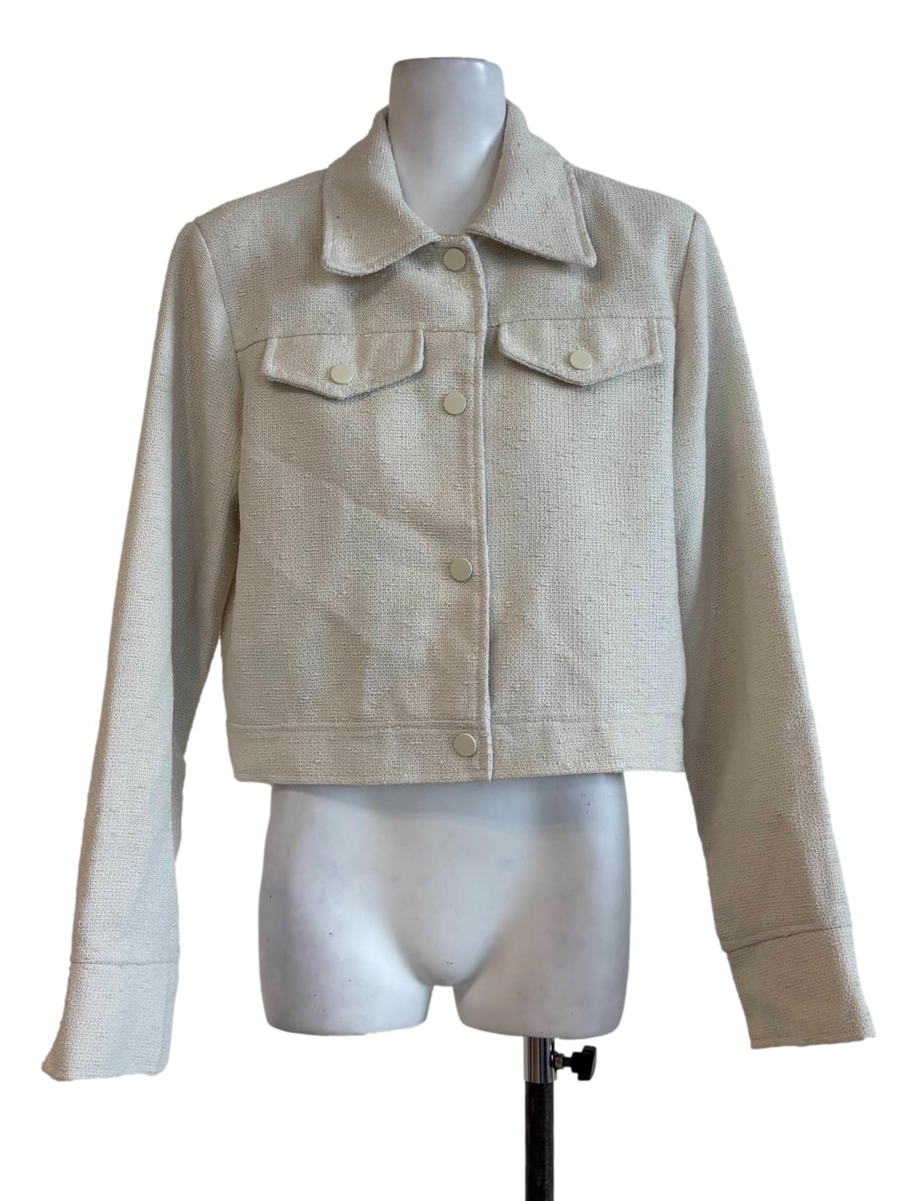 Cream Tweed Button Jacket
