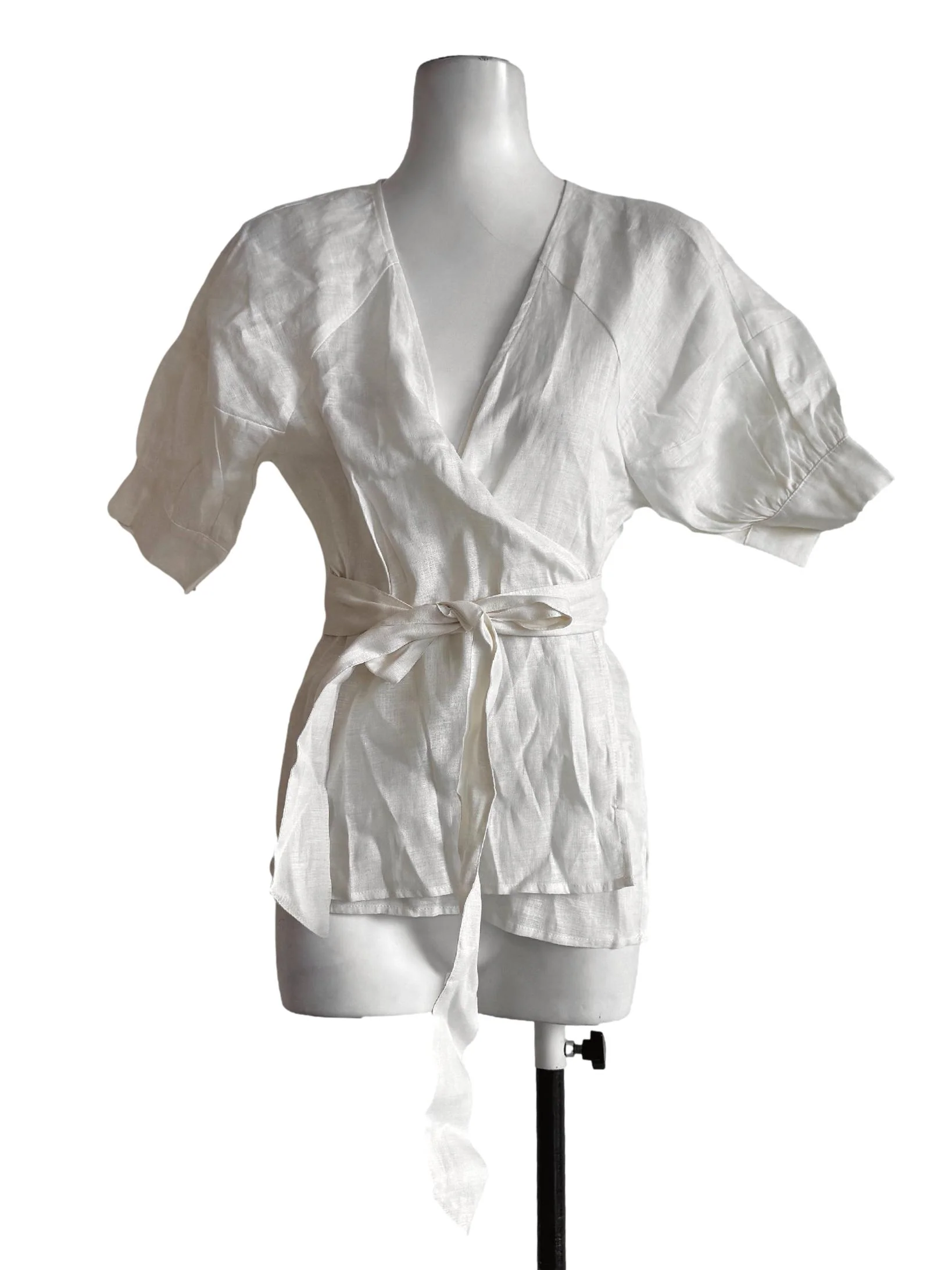 Cream V Neck Wrap Top