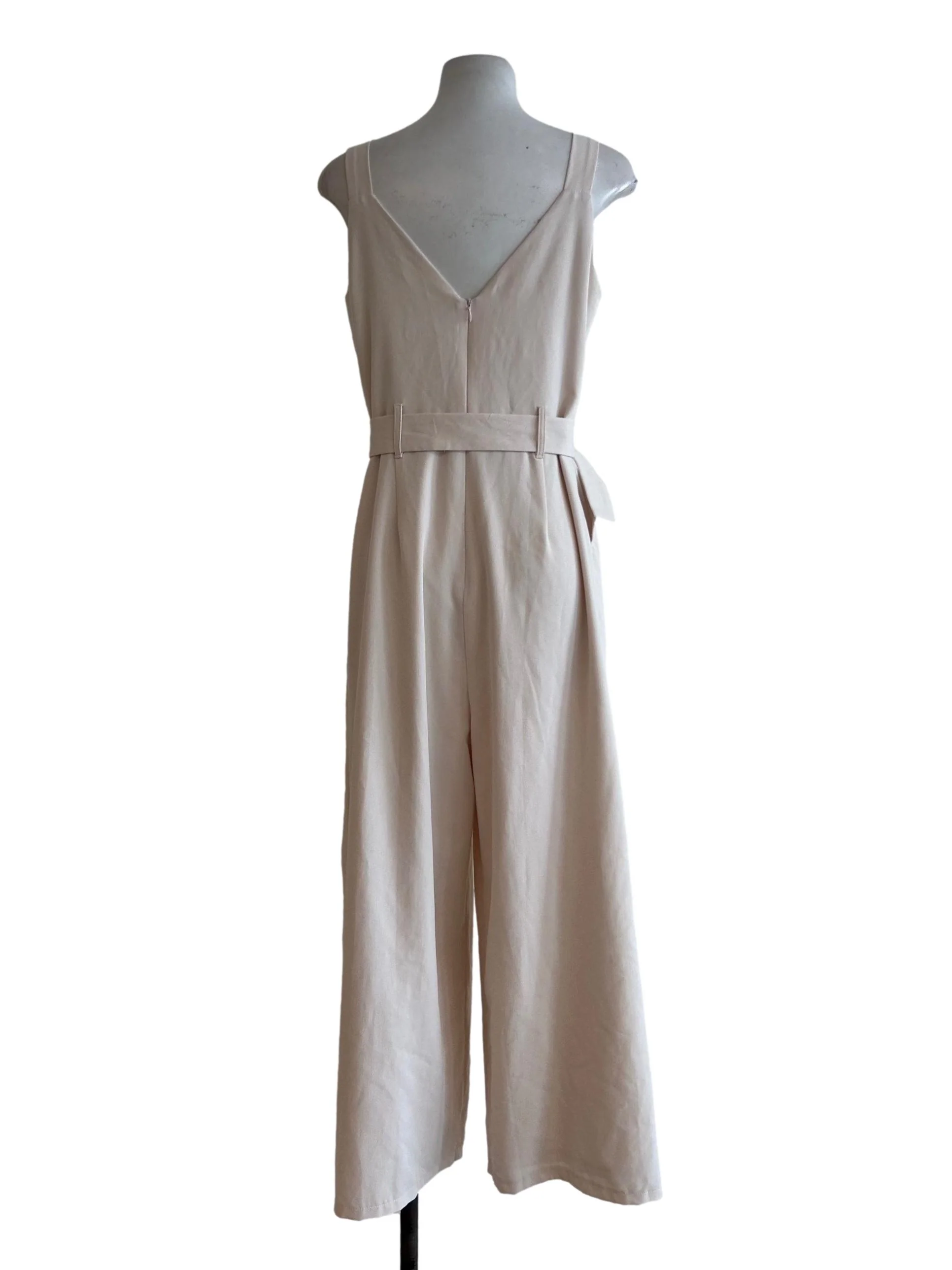Cream V-Neckline Empire Jumpsuit - Image 2