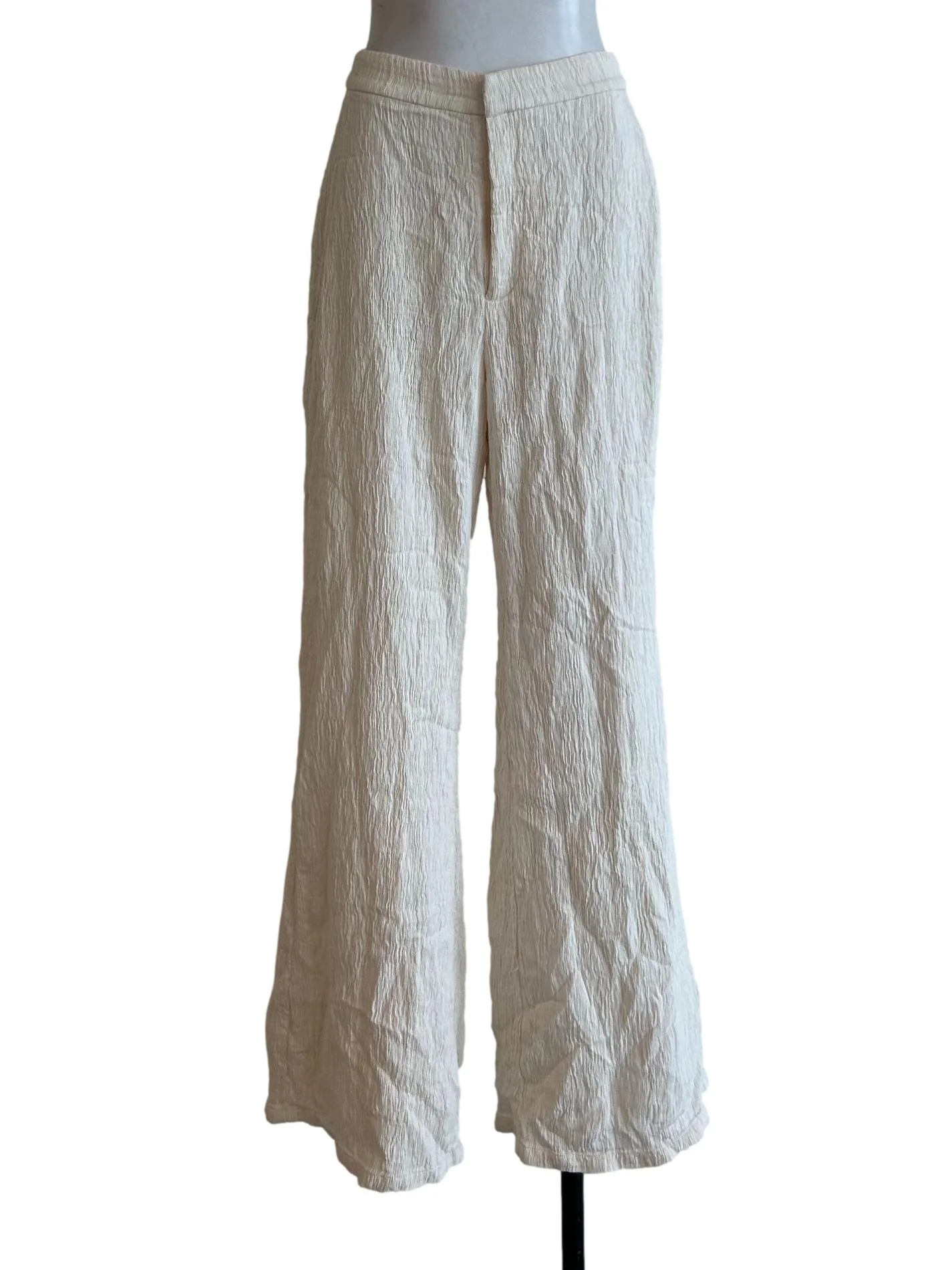 Cream White Crinkle Pant